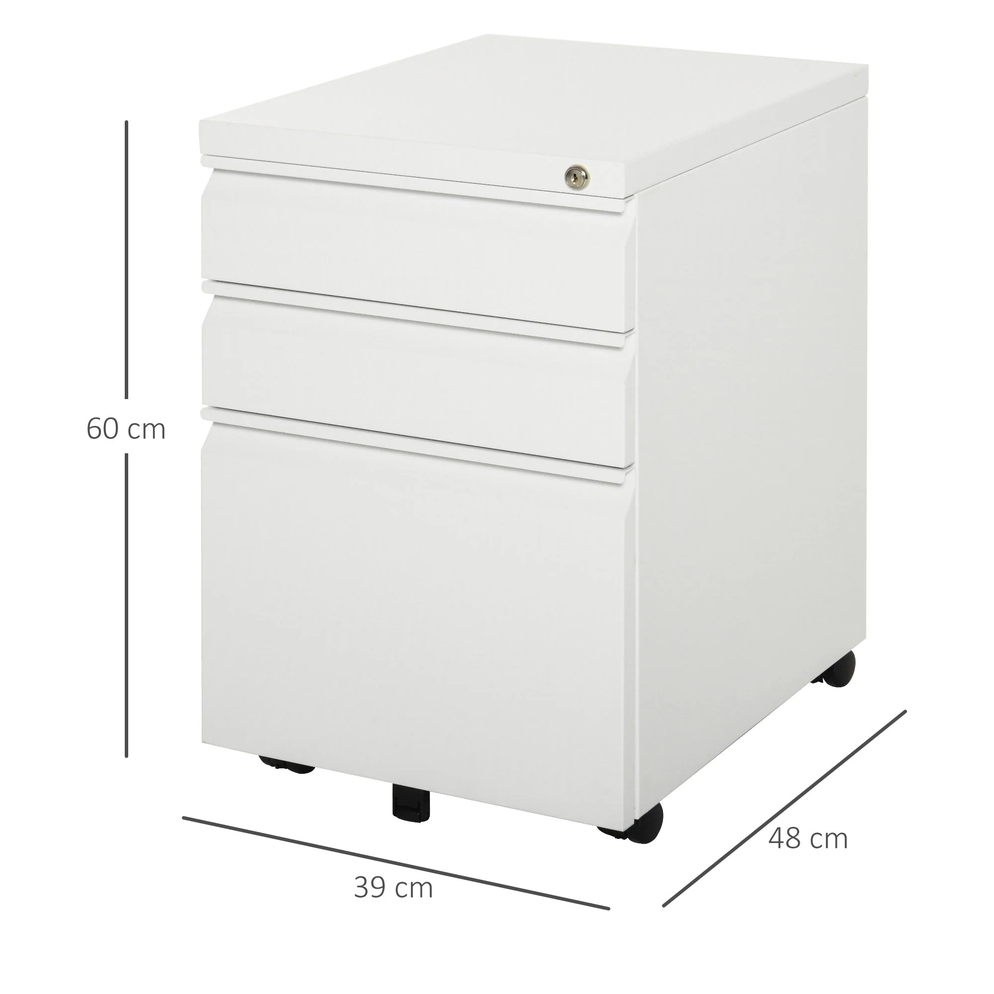 Vinsetto Mobile Vertical File Cabinet Lockable Metal Filling Cabinet with 3 Drawers and Anti-tilt Design - Image 3