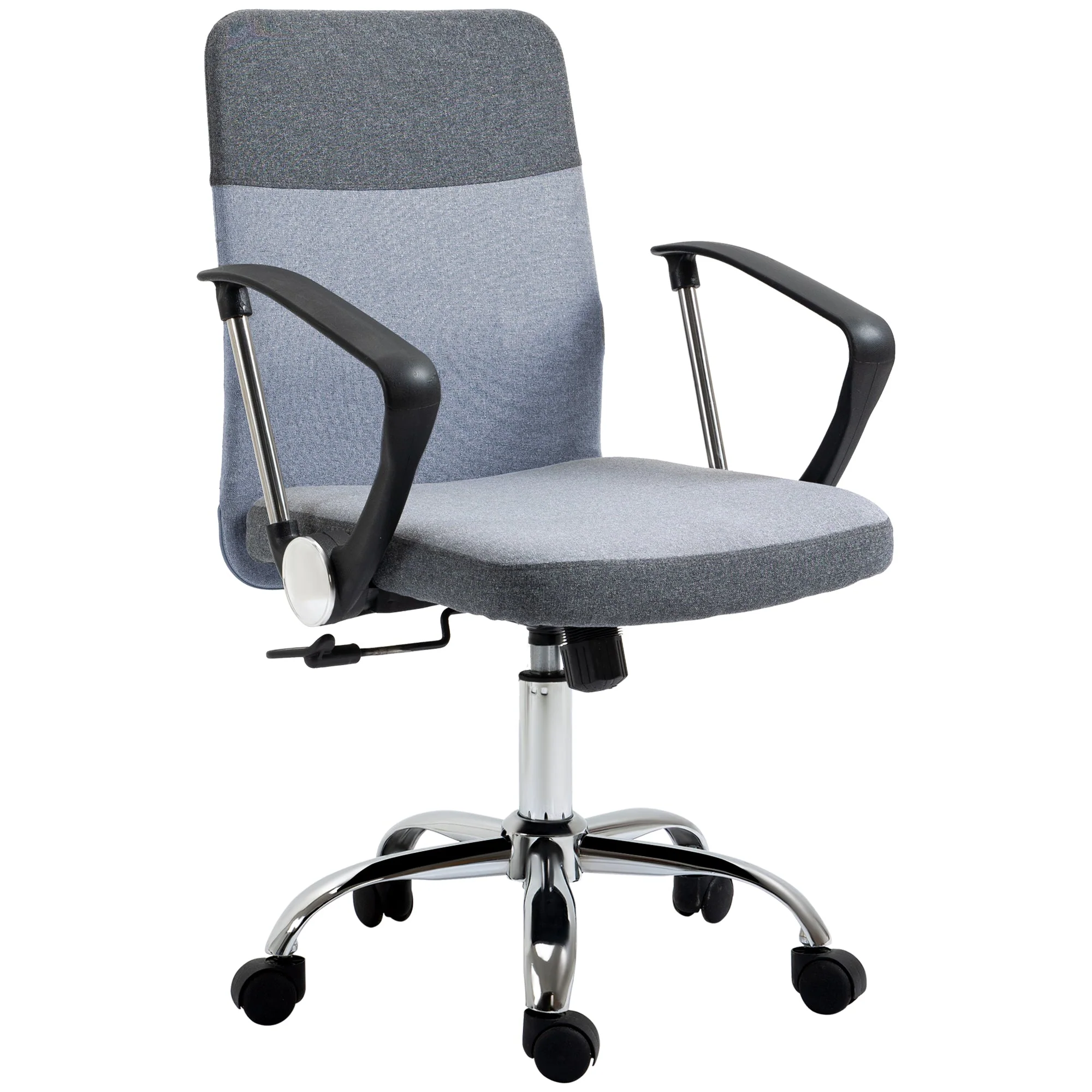 Vinsetto Office Chair Linen Fabric Swivel Computer Desk Chair Home Study Adjustable Chair with Wheels - Image 2