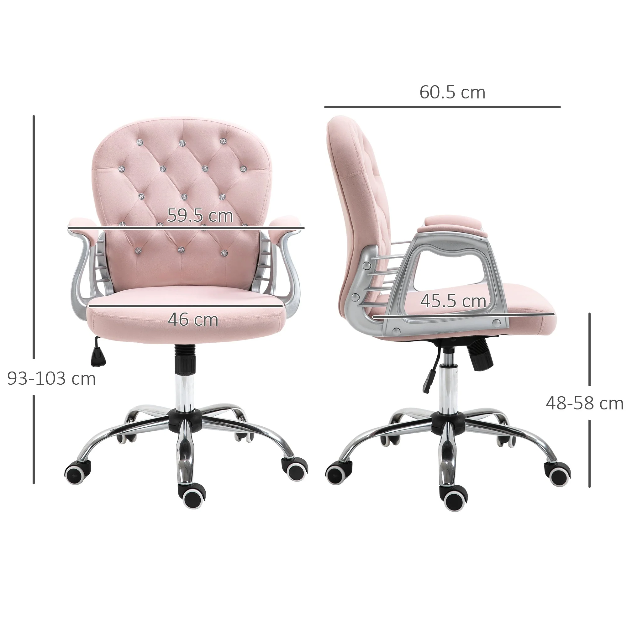 Vinsetto Office Chair with Diamond Tufted Velour - Image 3