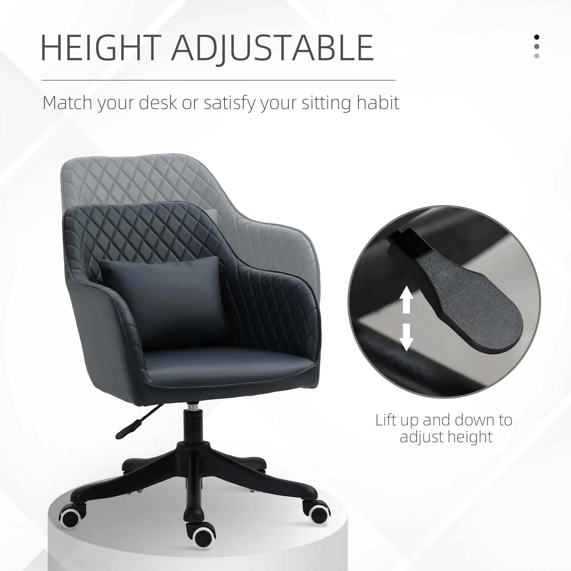 Vinsetto PU Leather Office Chair with Rechargeable Electric Vibration Massage Lumbar Pillow - Image 5