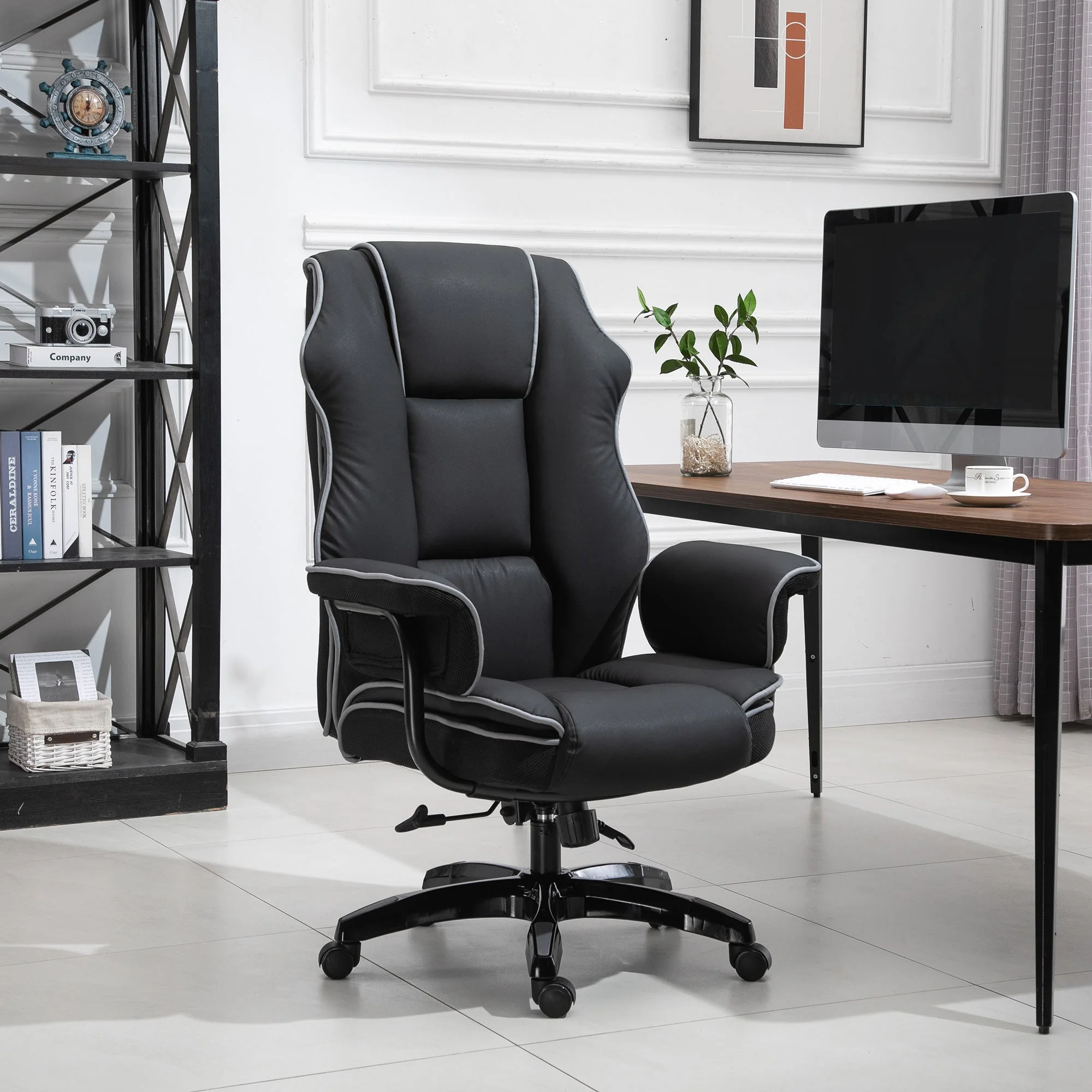Vinsetto PU Upholstered Recliner Office Chair Black - Image 2