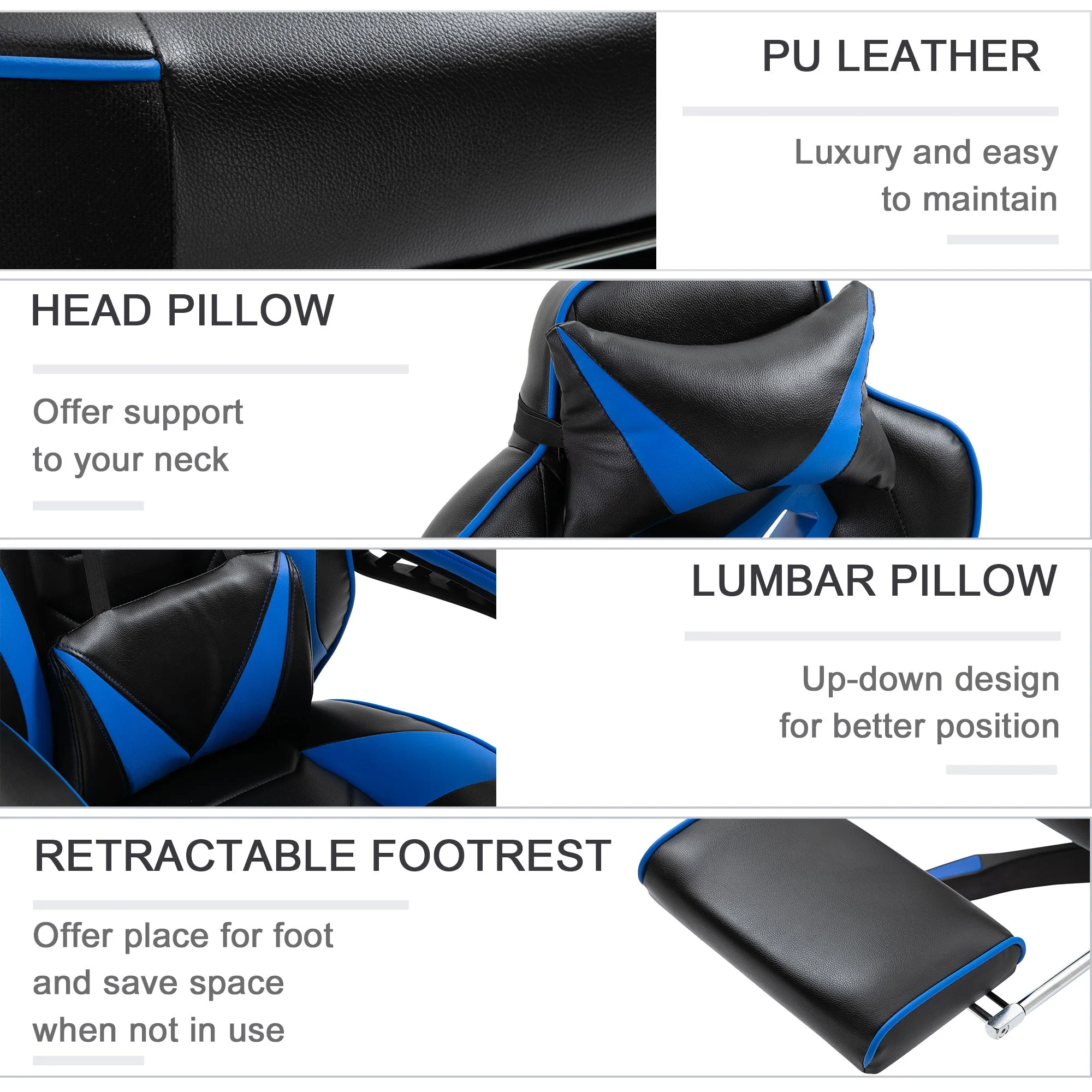 Vinsetto Racing Gaming Chair with Footrest - Image 7