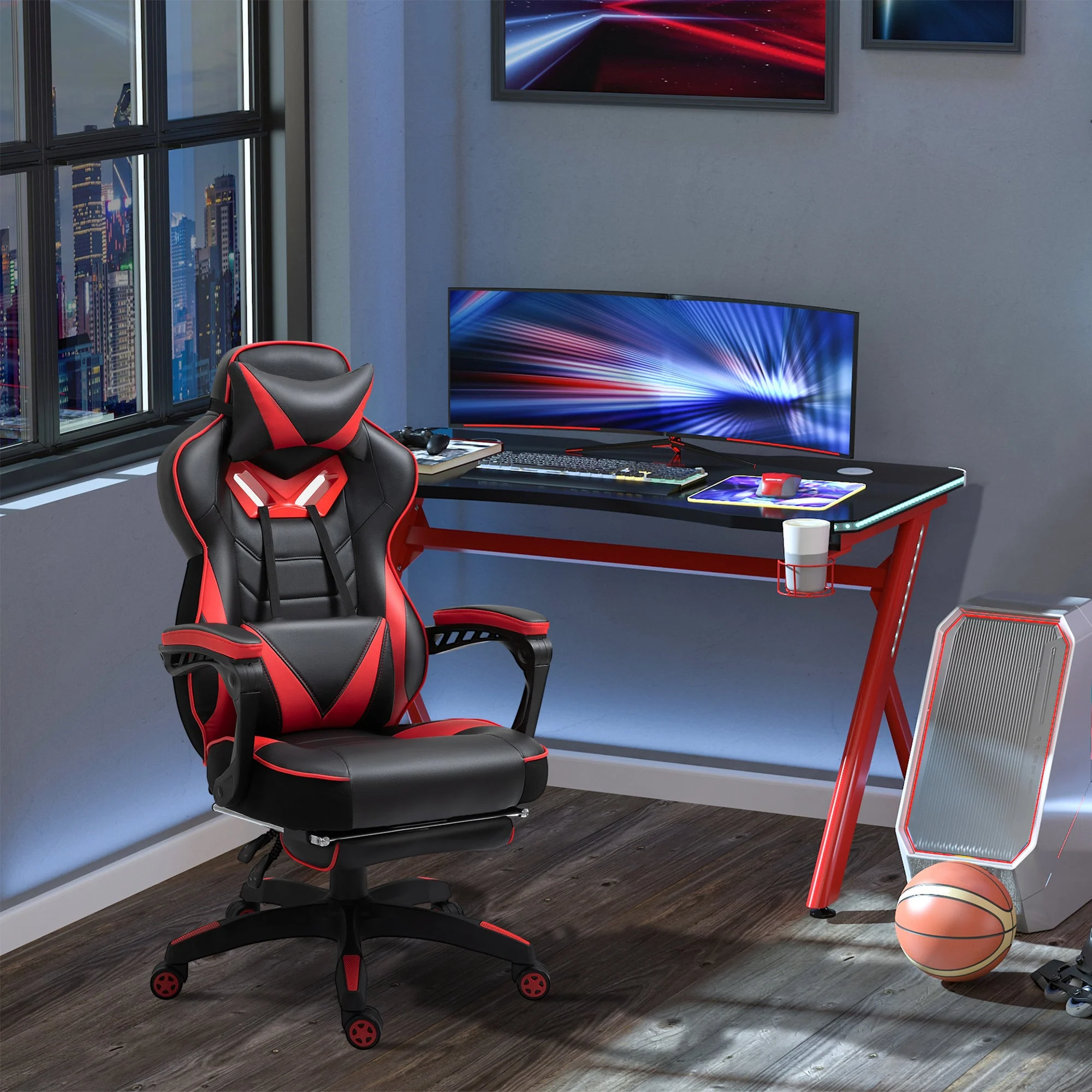 Vinsetto Racing Gaming Chair with Footrest - Image 2