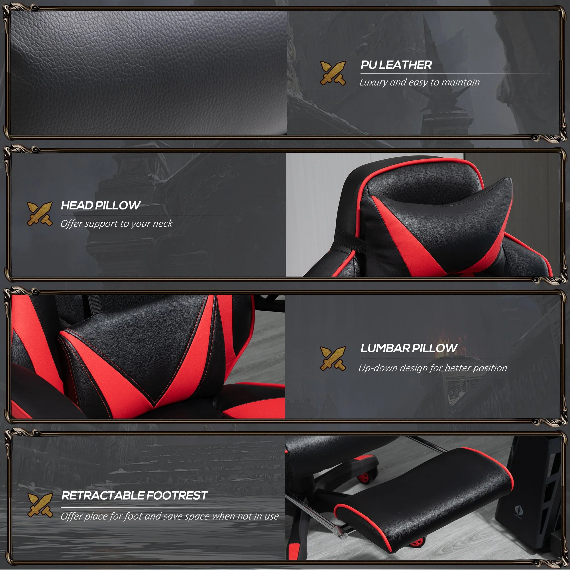 Vinsetto Racing Gaming Chair with Footrest - Image 7