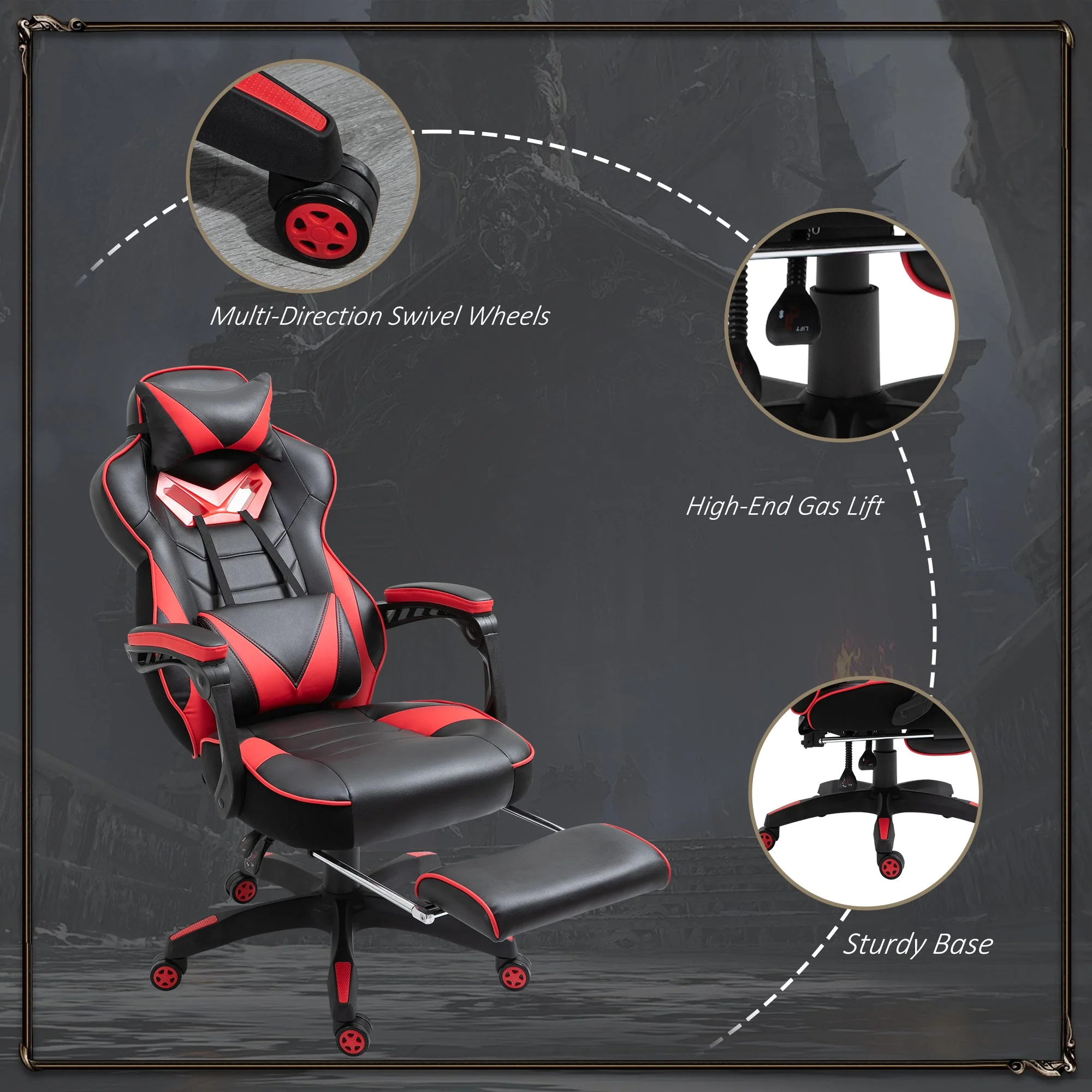 Vinsetto Racing Gaming Chair with Footrest - Image 8