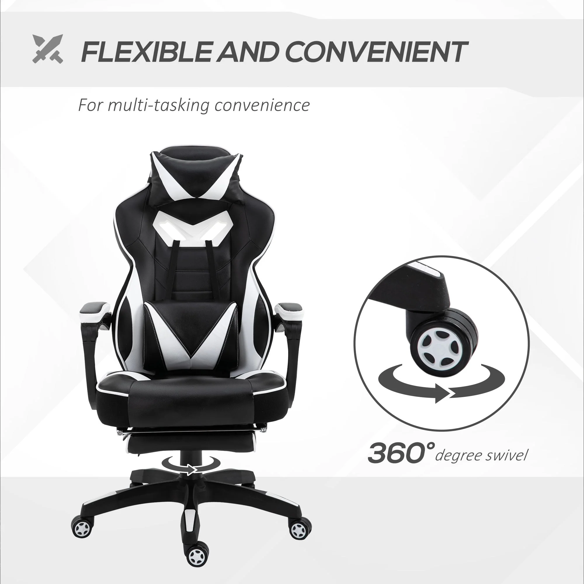 Vinsetto Racing Gaming Chair with Footrest - Image 6