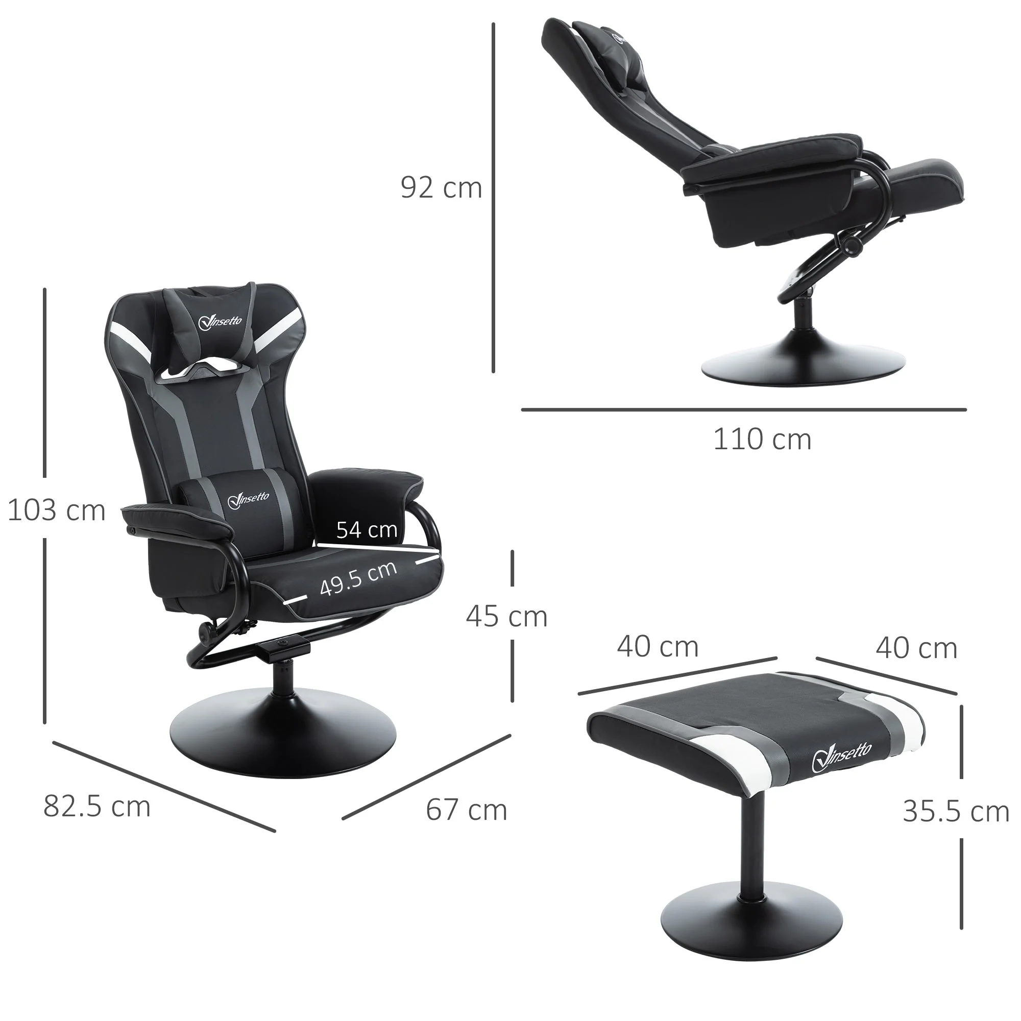 Vinsetto Racing-Style Recliner Chair - Image 3