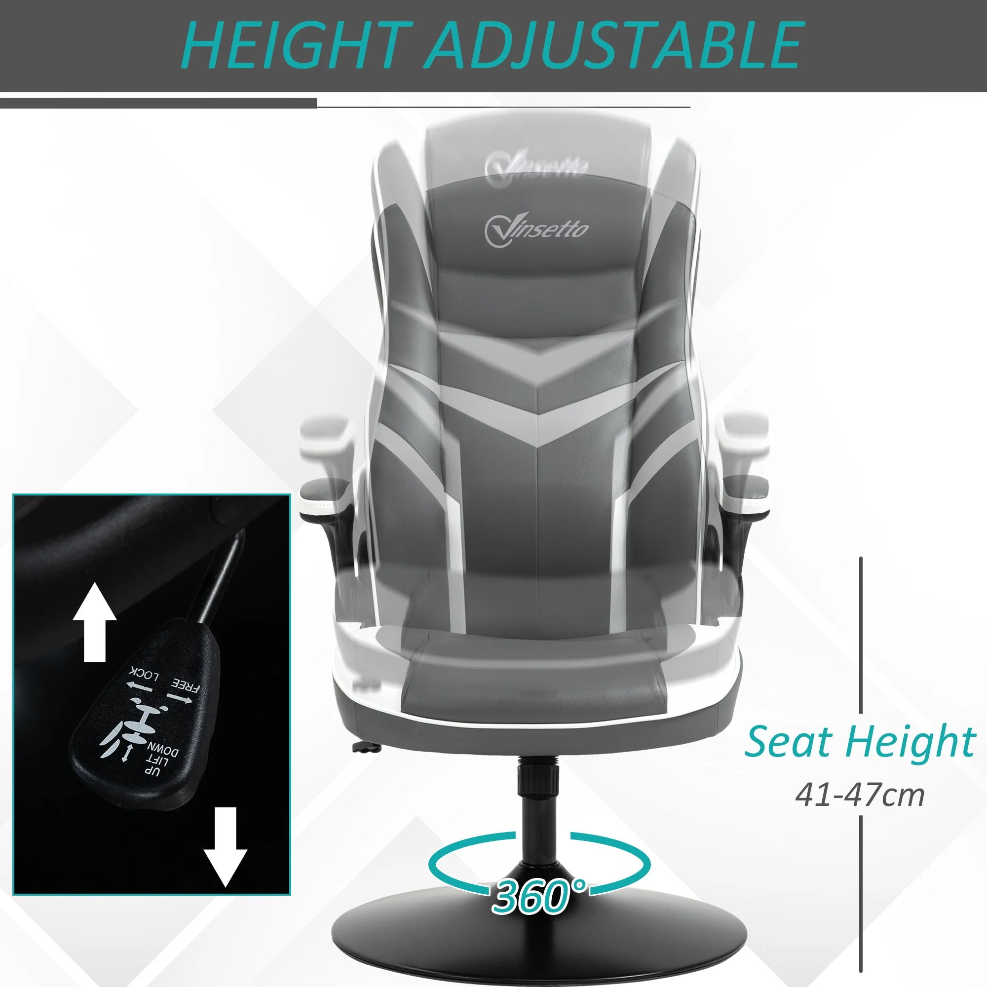 Vinsetto Video Game Chair Computer Chair with Adjustable Height - Image 4