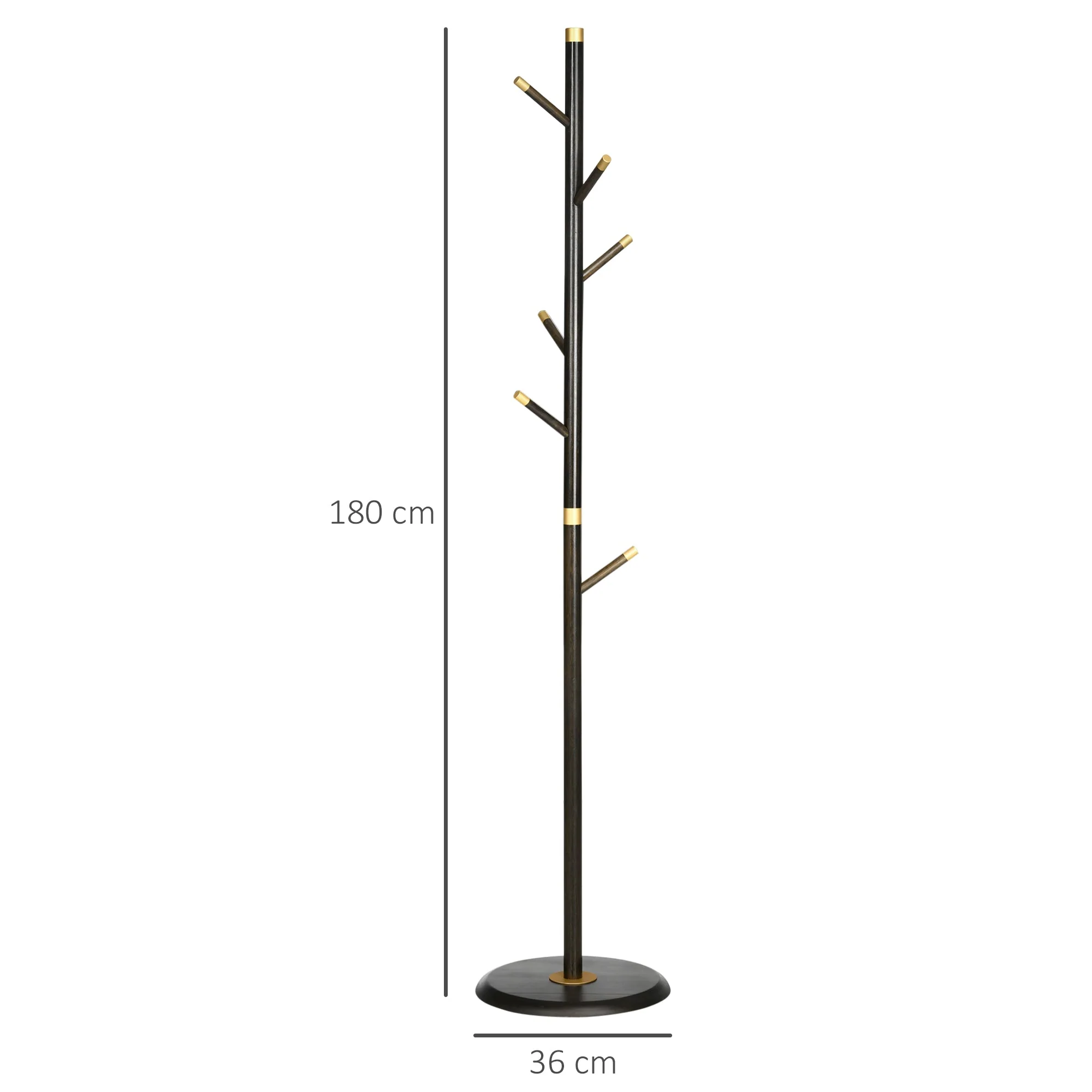 Vintage Coat Rack Stand Freestanding Hall Tree With 6 Hooks Bamboo Frame For Entryway Hallway Bedroom Walnut - Image 3