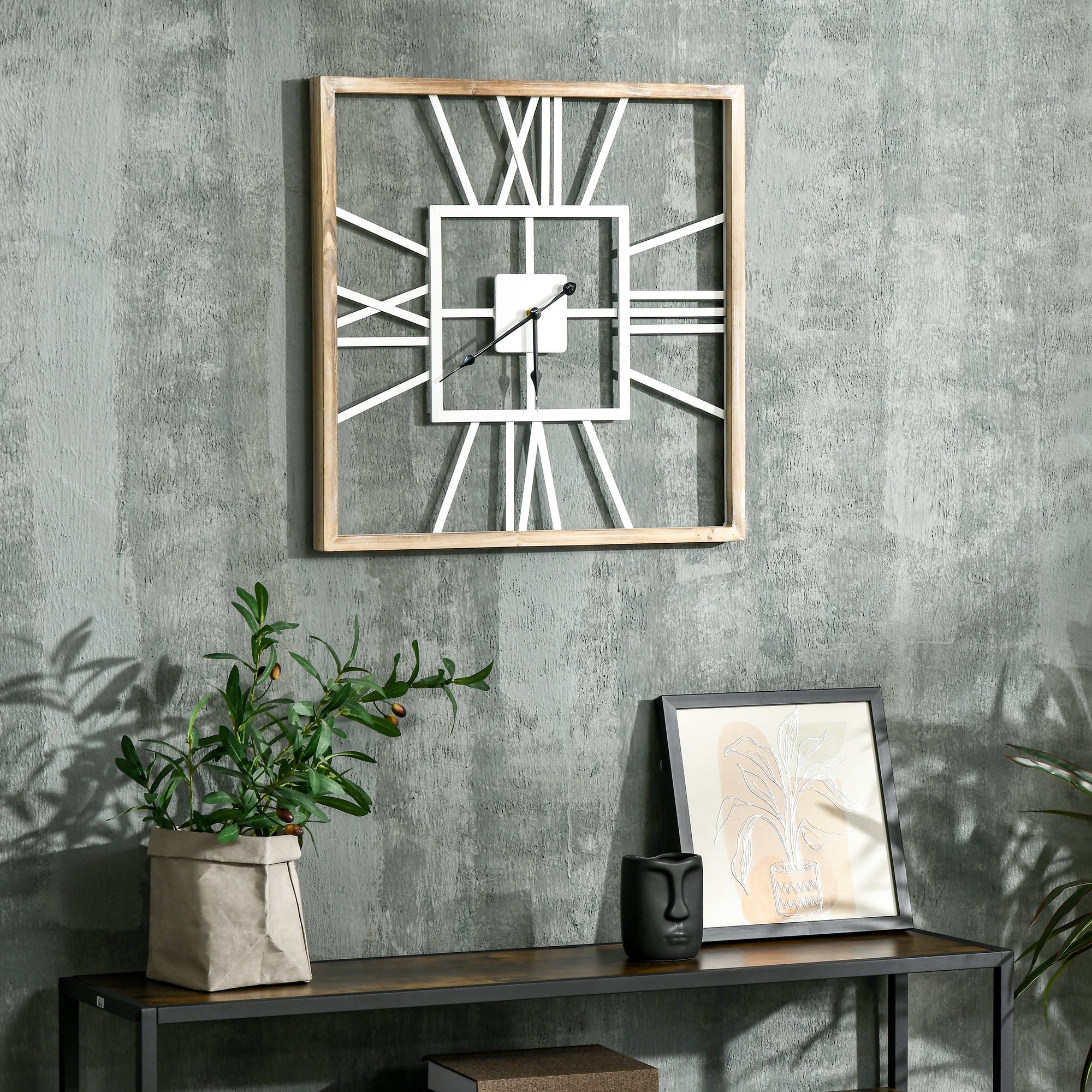 Vintage Large Wall Clock with Roman Numerals - Image 2