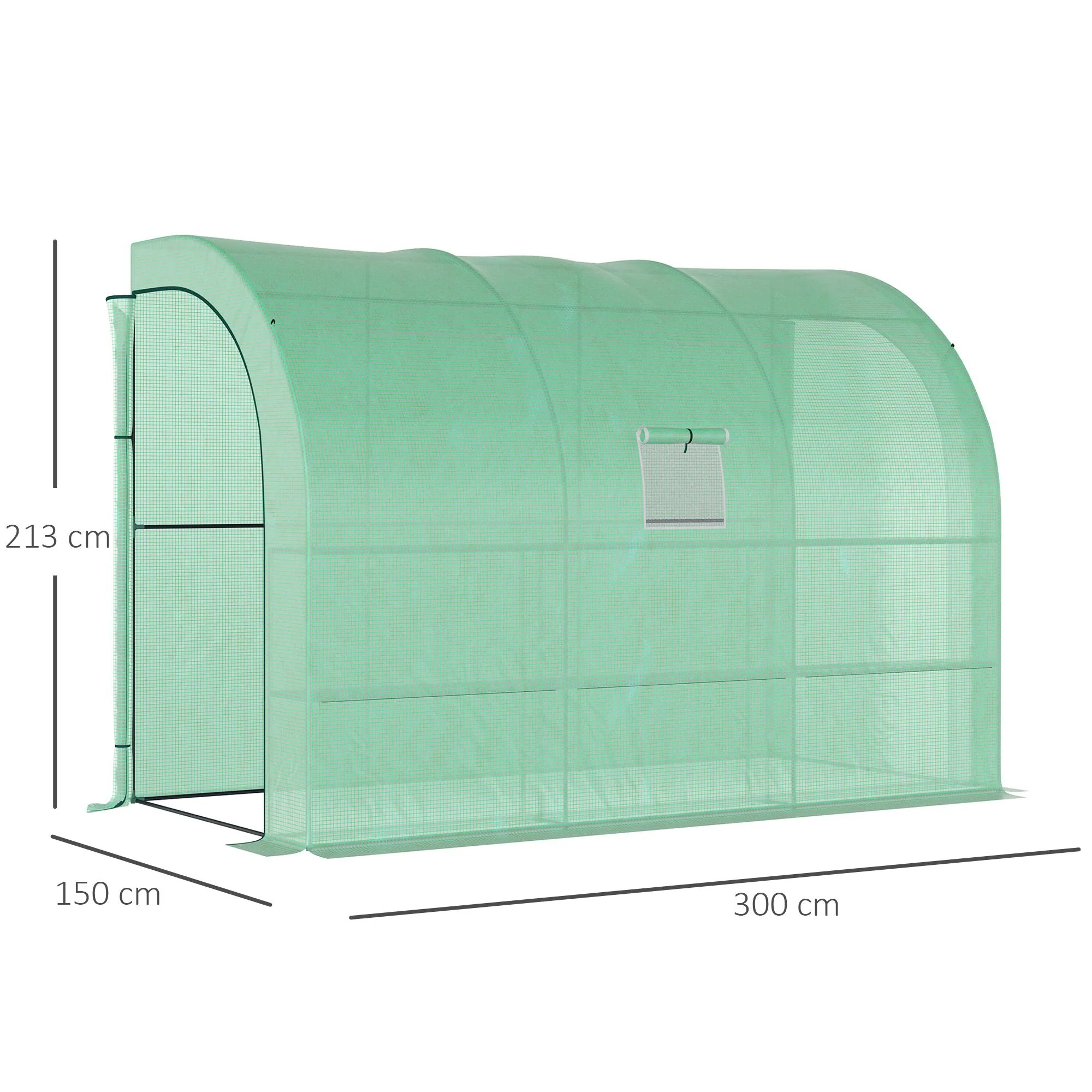 Walk-In Lean to Greenhouse with Windows and Zippered Doors - Image 3
