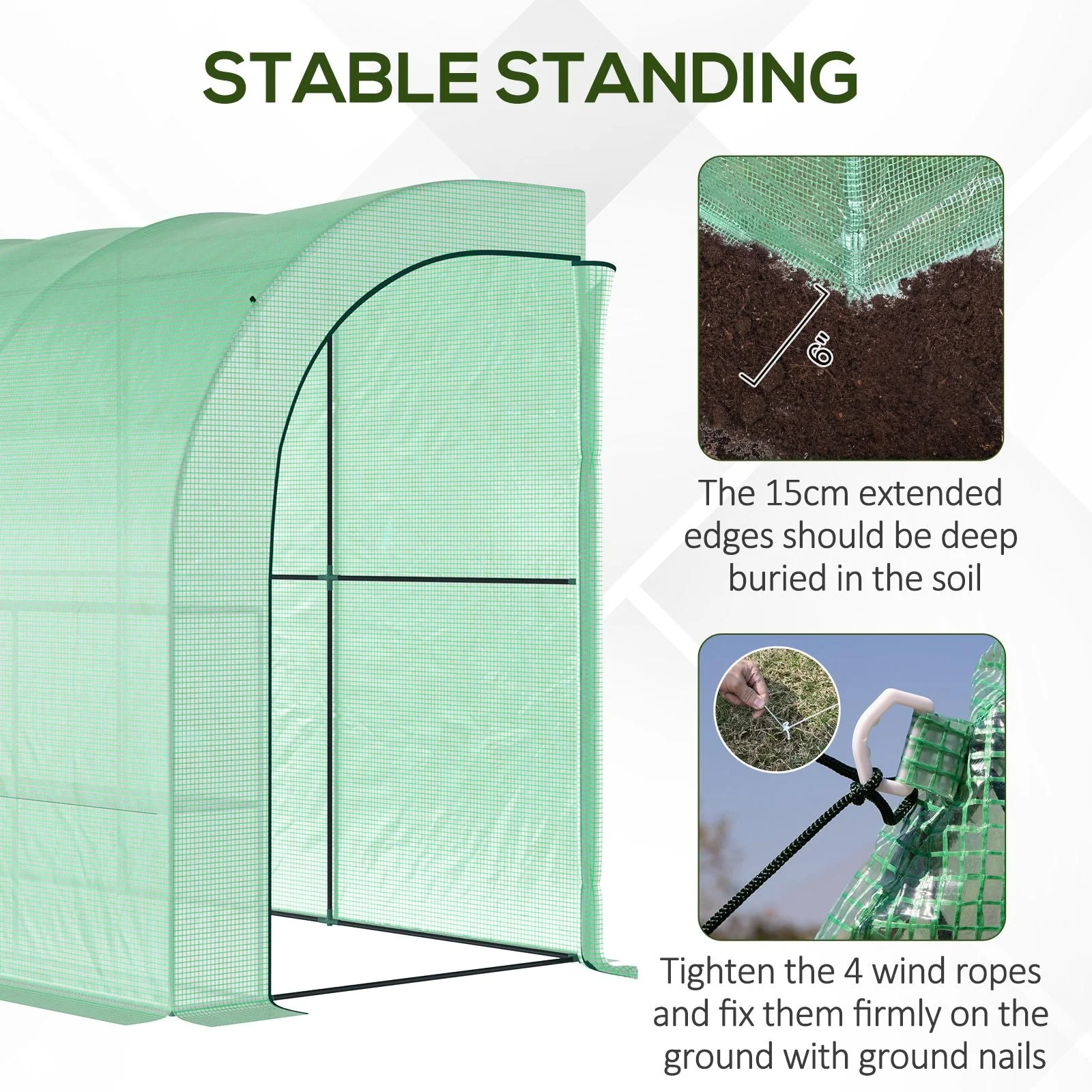 Walk-In Lean to Greenhouse with Windows and Zippered Doors - Image 4