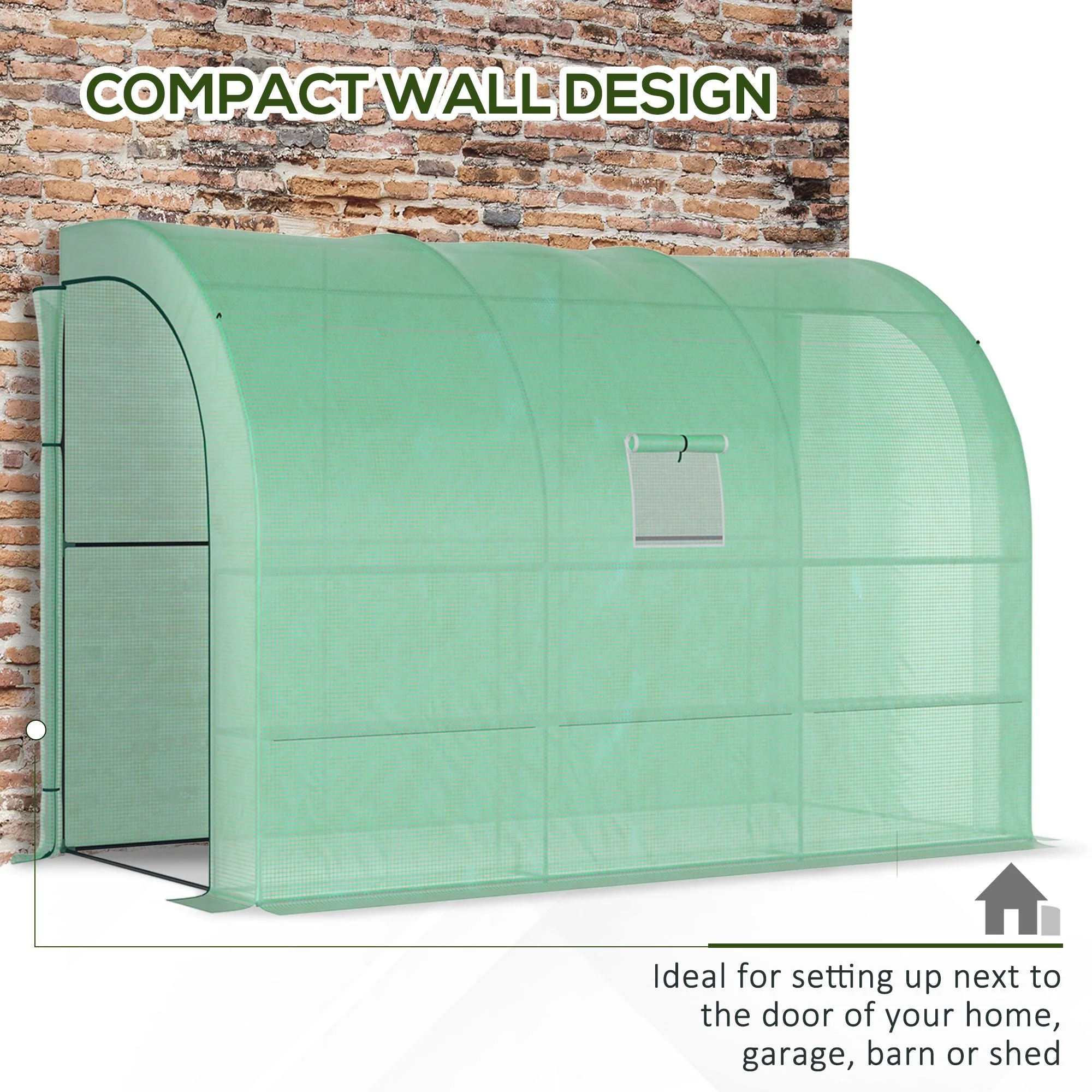 Walk-In Lean to Greenhouse with Windows and Zippered Doors - Image 5