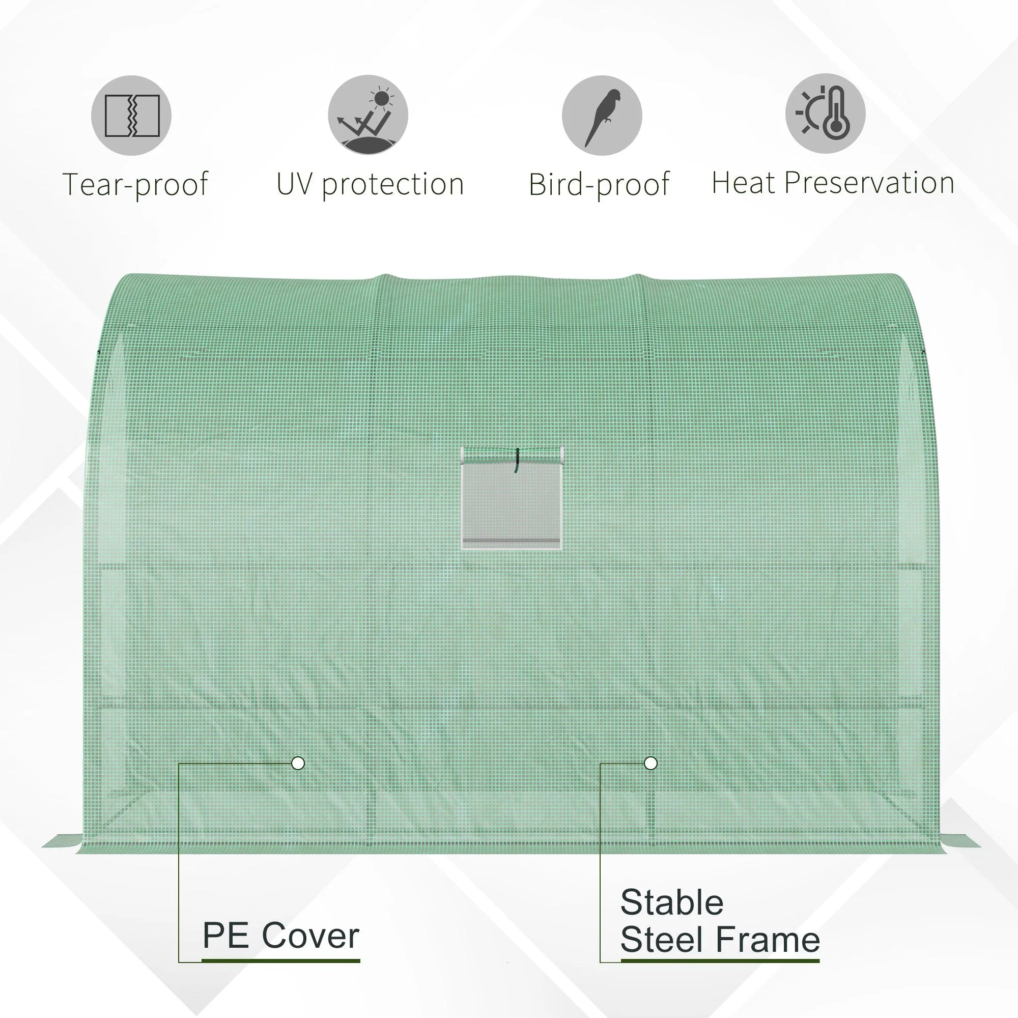 Walk-In Lean to Greenhouse with Windows and Zippered Doors - Image 6