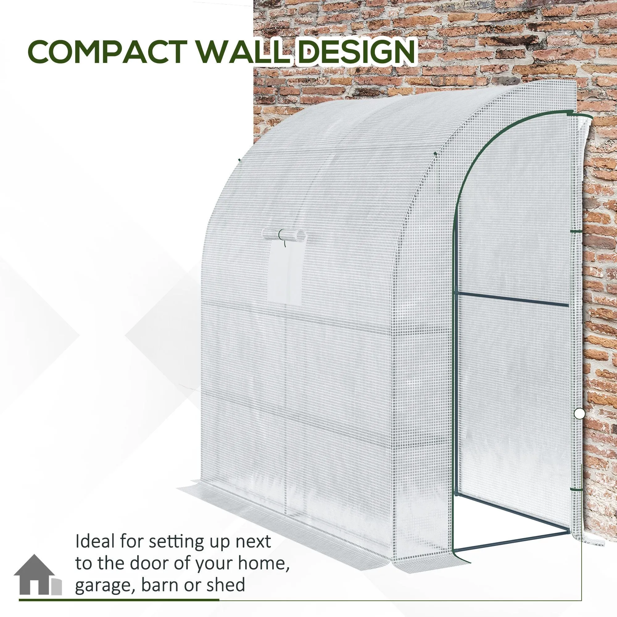 Walk-In Lean to Wall Greenhouse w/Window - Image 5