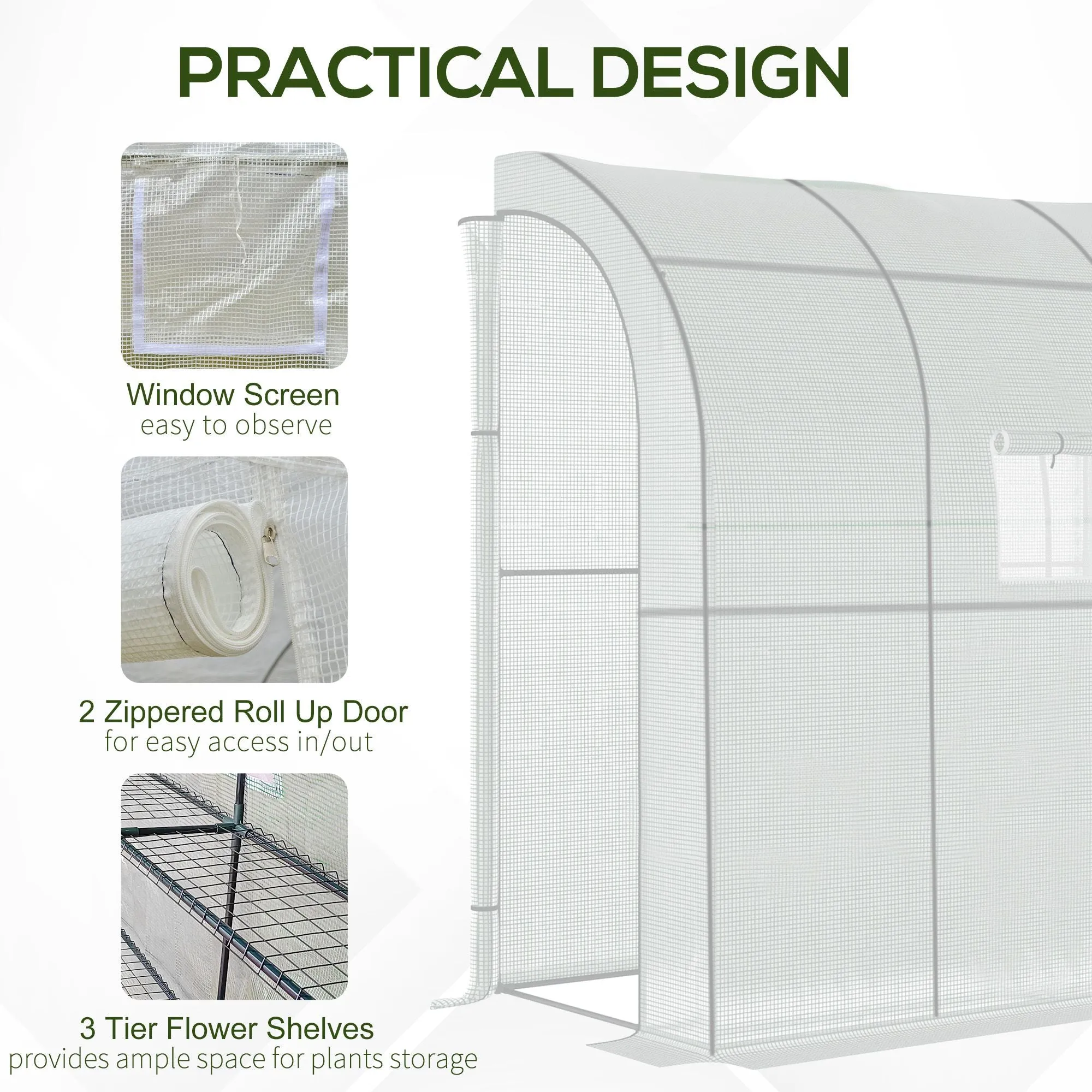 Walk-In Lean to Wall Greenhouse w/Window - Image 6