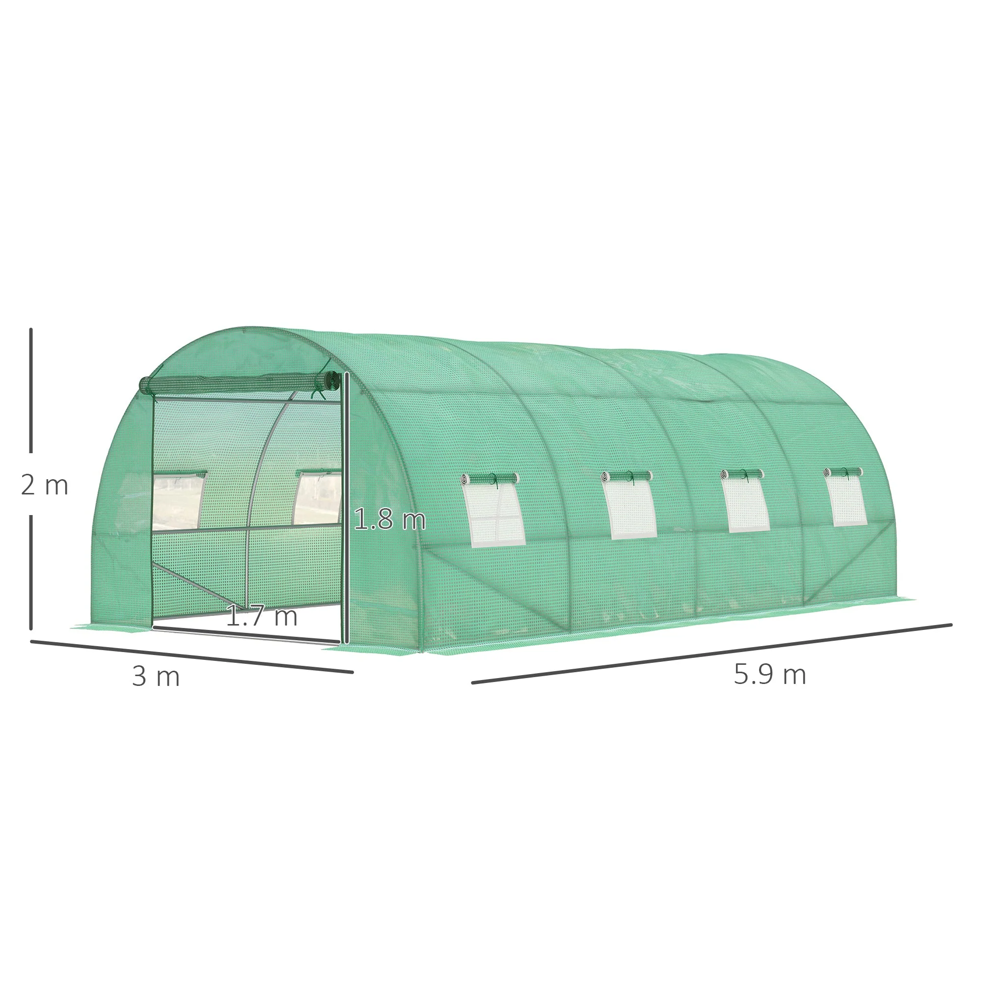 Walk in Polytunnel Garden Greenhouse Window Door Outdoor Plant Flower 6 x 3M - Image 3
