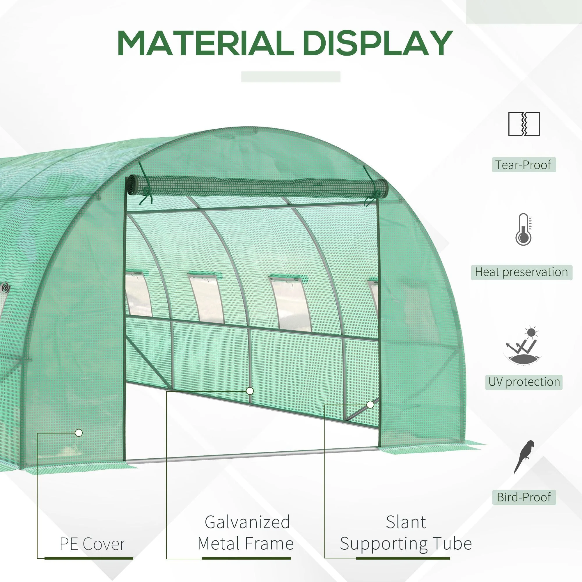 Walk in Polytunnel Garden Greenhouse Window Door Outdoor Plant Flower 6 x 3M - Image 4