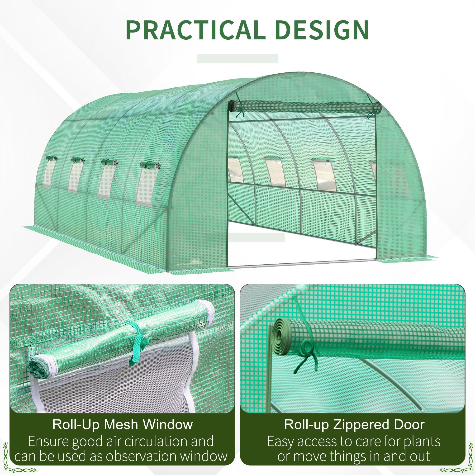 Walk in Polytunnel Garden Greenhouse Window Door Outdoor Plant Flower 6 x 3M - Image 6