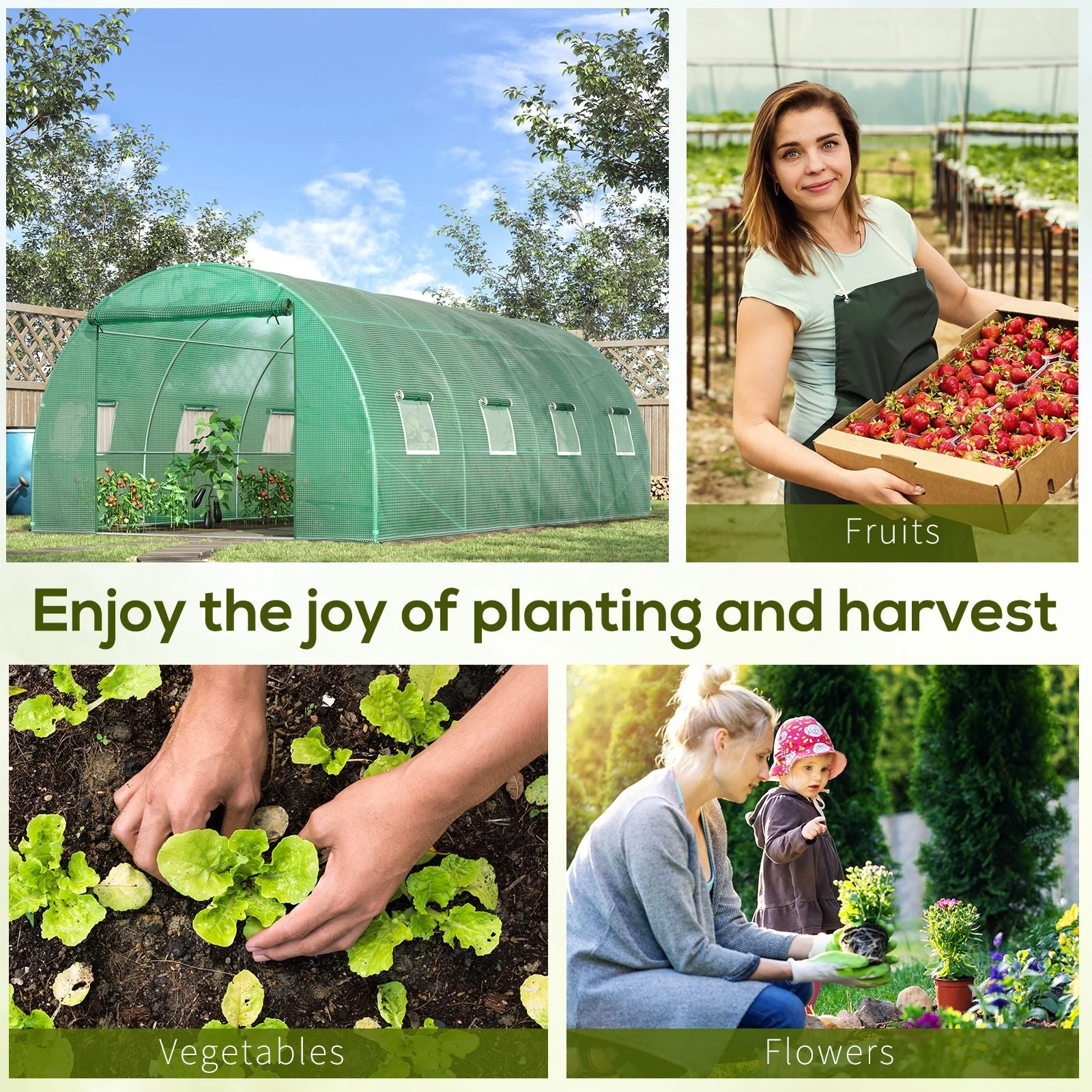 Walk in Polytunnel Garden Greenhouse Window Door Outdoor Plant Flower 6 x 3M - Image 7