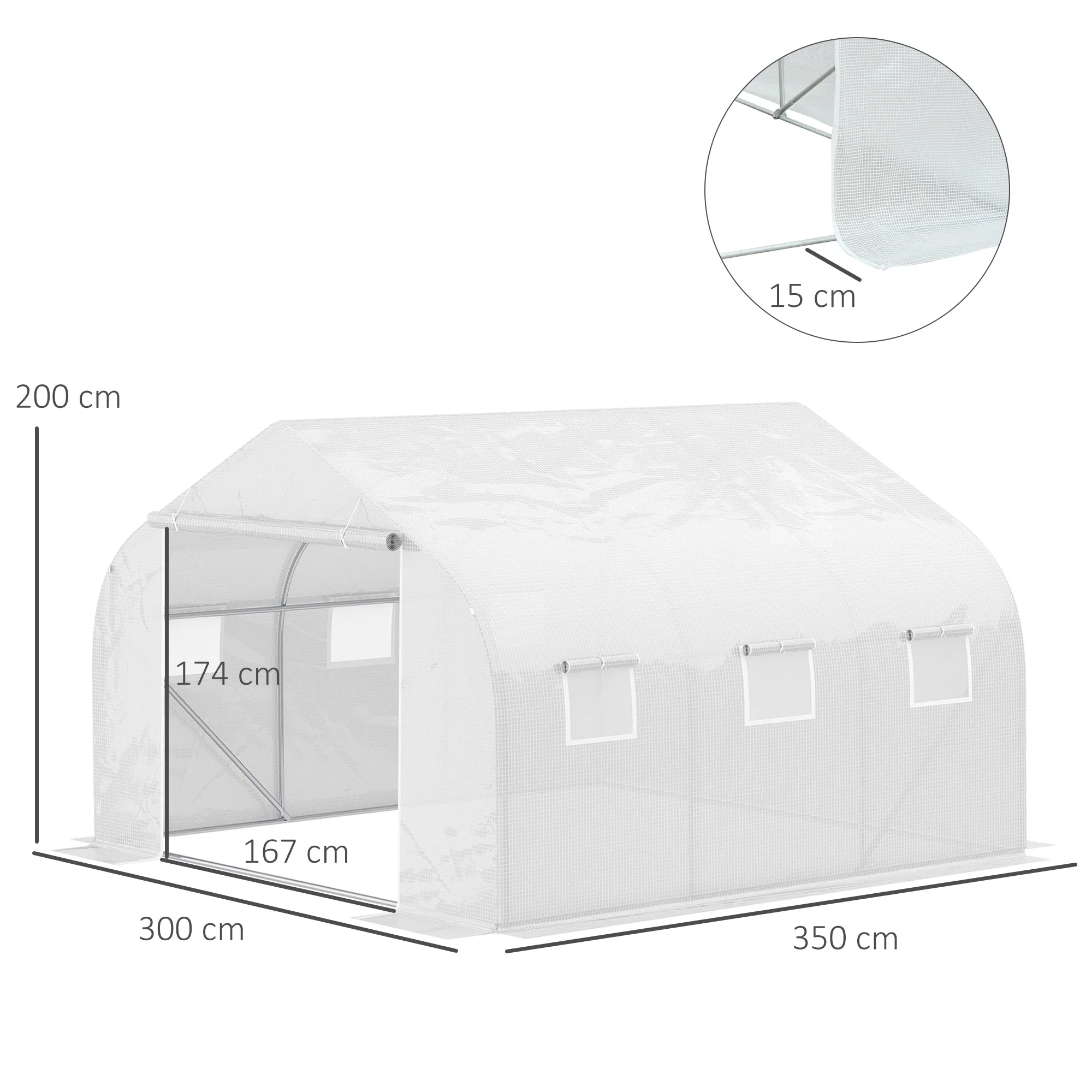 Walk-In Polytunnel Greenhouse Warm House Garden Tunnel Shelter Plant Shed with Door and Windows - Image 3