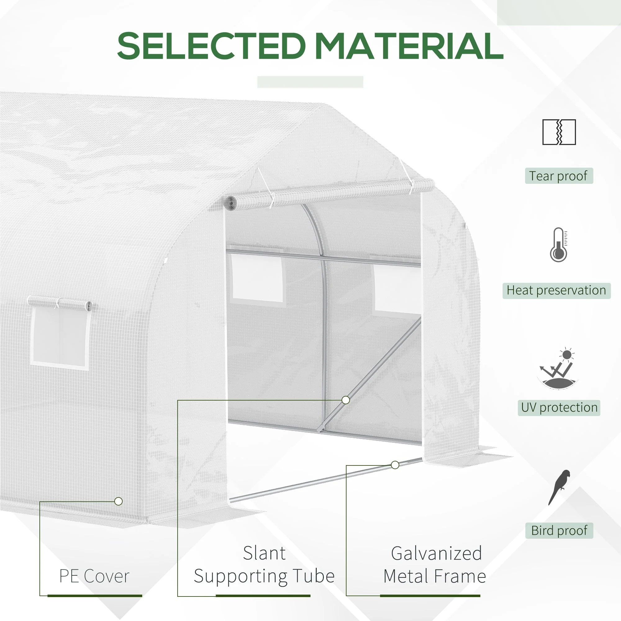 Walk-In Polytunnel Greenhouse Warm House Garden Tunnel Shelter Plant Shed with Door and Windows - Image 4