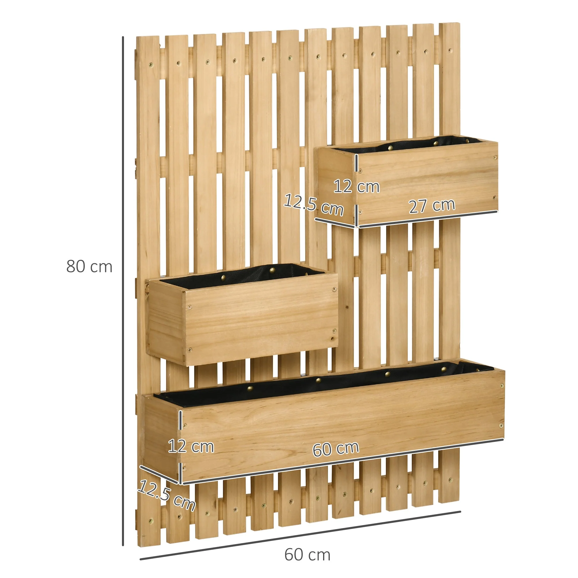 Wall-mounted Wooden Garden Planters with Trellis - Image 2