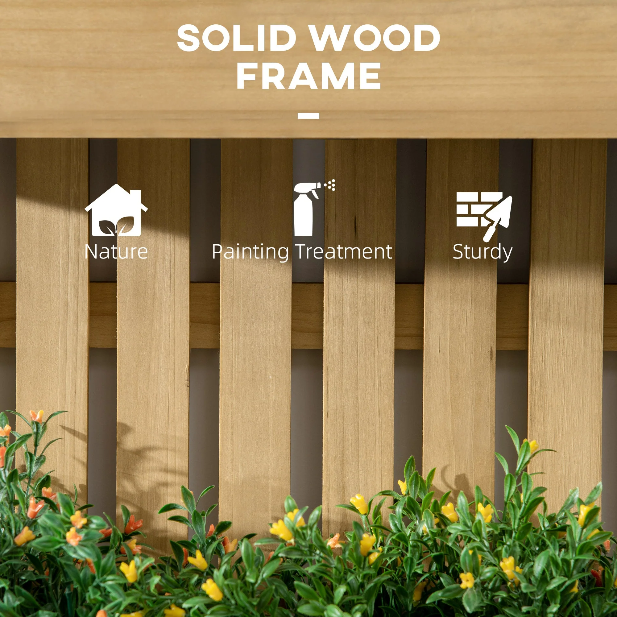 Wall-mounted Wooden Garden Planters with Trellis - Image 7