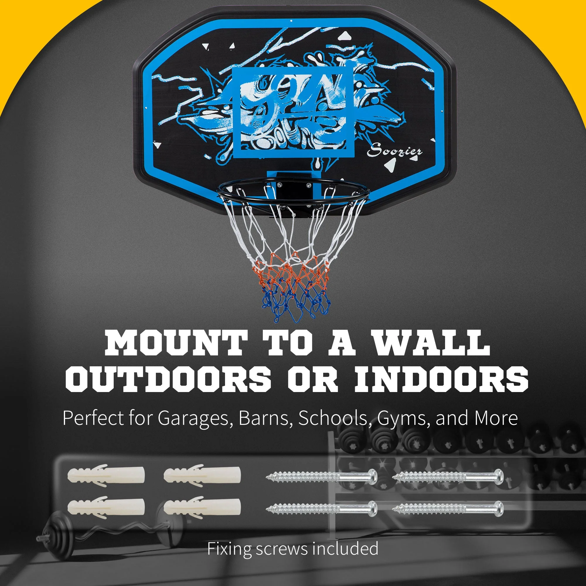Walll Mounted Basketball Hoop Black & Blue by Sportnow - Image 4