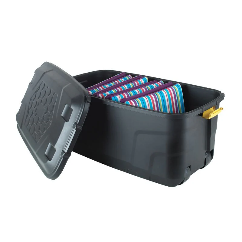 10 x Plastic Storage Box 145 Litres Extra Large - Black Heavy Duty by Strata - Image 2