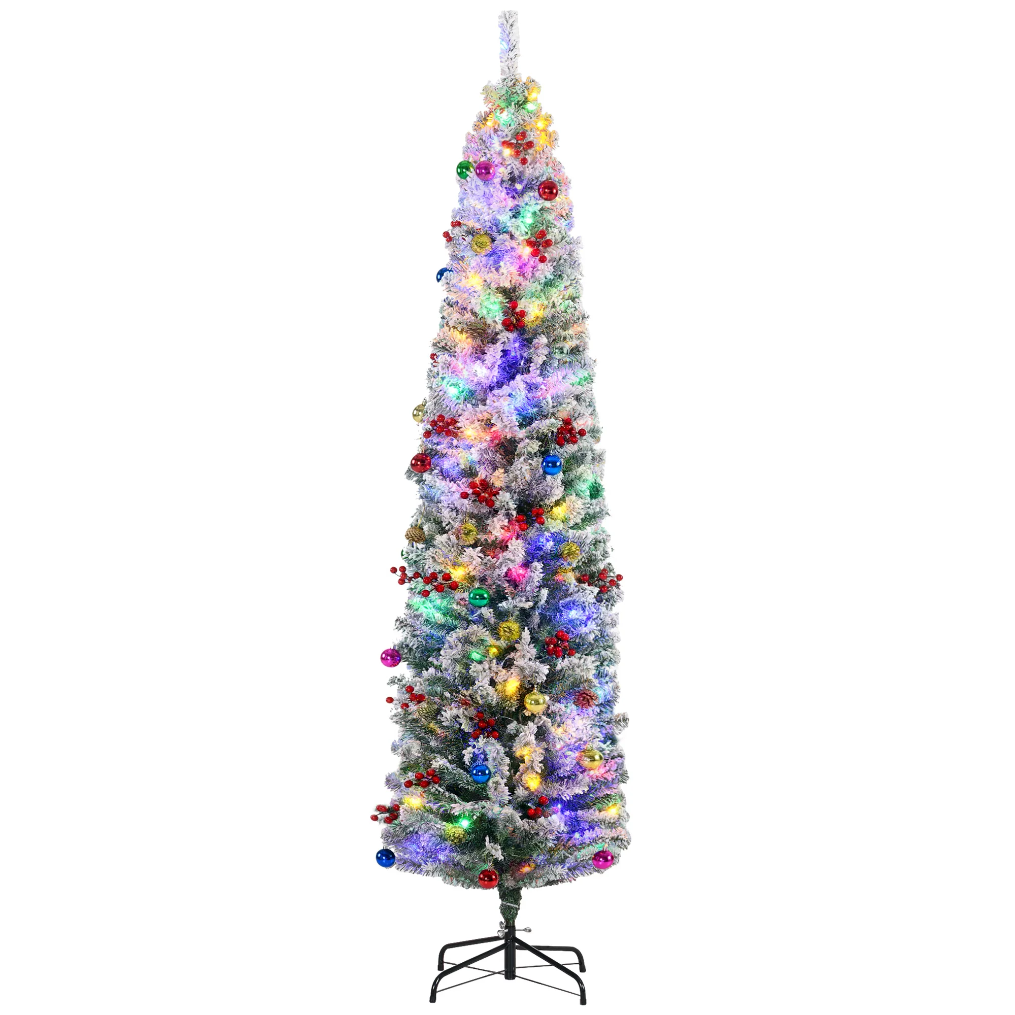 7ft Decorated Christmas Tree Artificial - White Frosted Green with LED Lights Multicoloured 592 Tips - Image 10