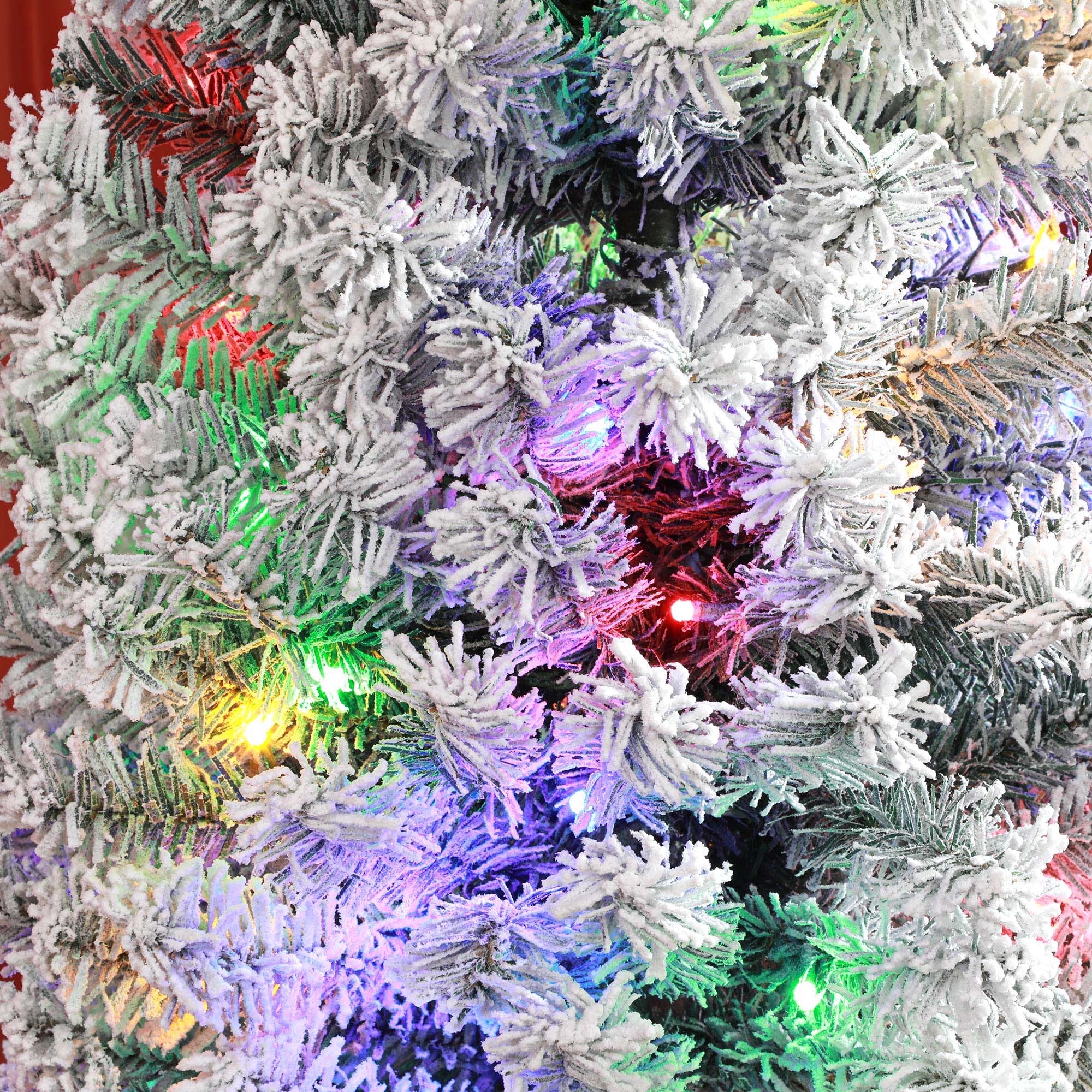 7ft Decorated Christmas Tree Artificial - White Frosted Green with LED Lights Multicoloured 592 Tips - Image 9