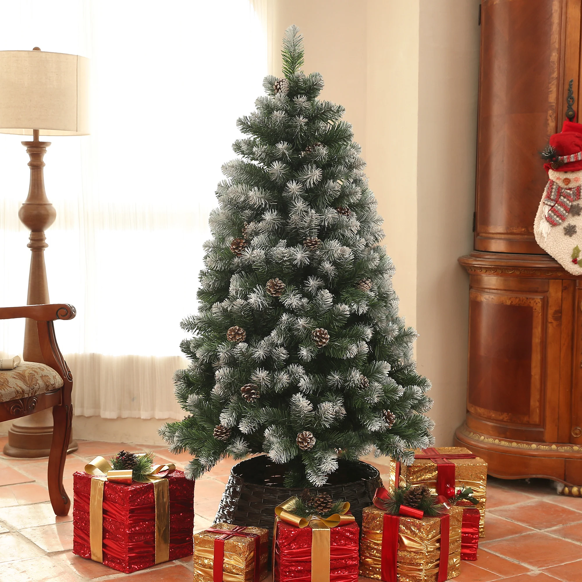 5ft Pinecone Christmas Tree Artificial - White Frosted Green  489 Tips - Image 2