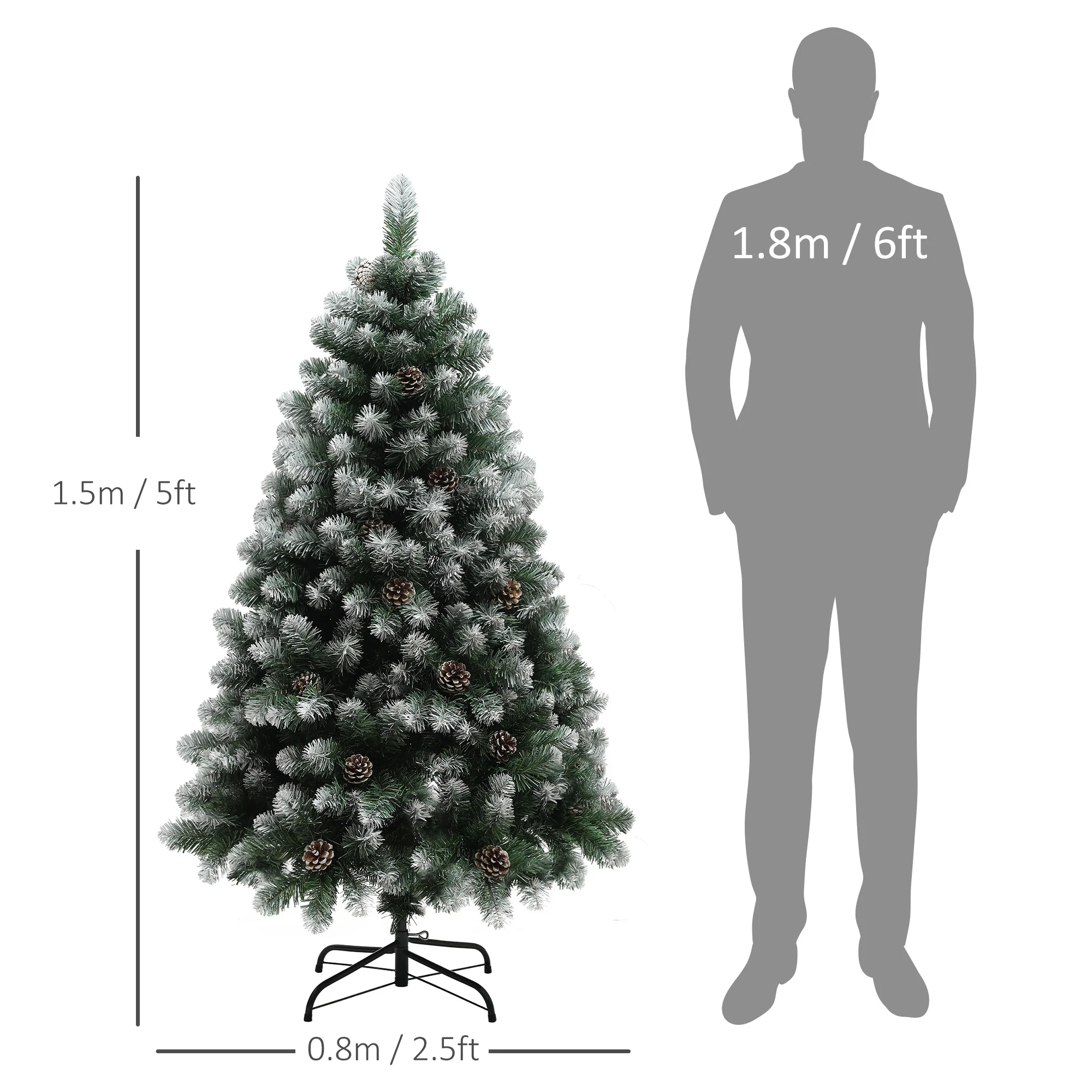 5ft Pinecone Christmas Tree Artificial - White Frosted Green  489 Tips - Image 3