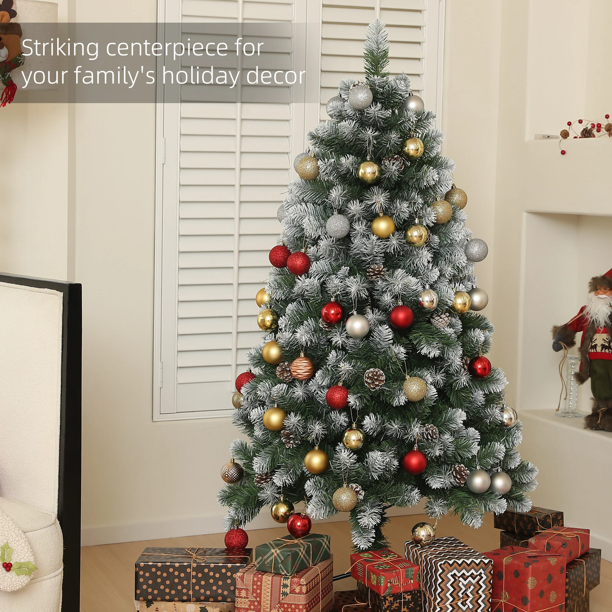 5ft Pinecone Christmas Tree Artificial - White Frosted Green  489 Tips - Image 4