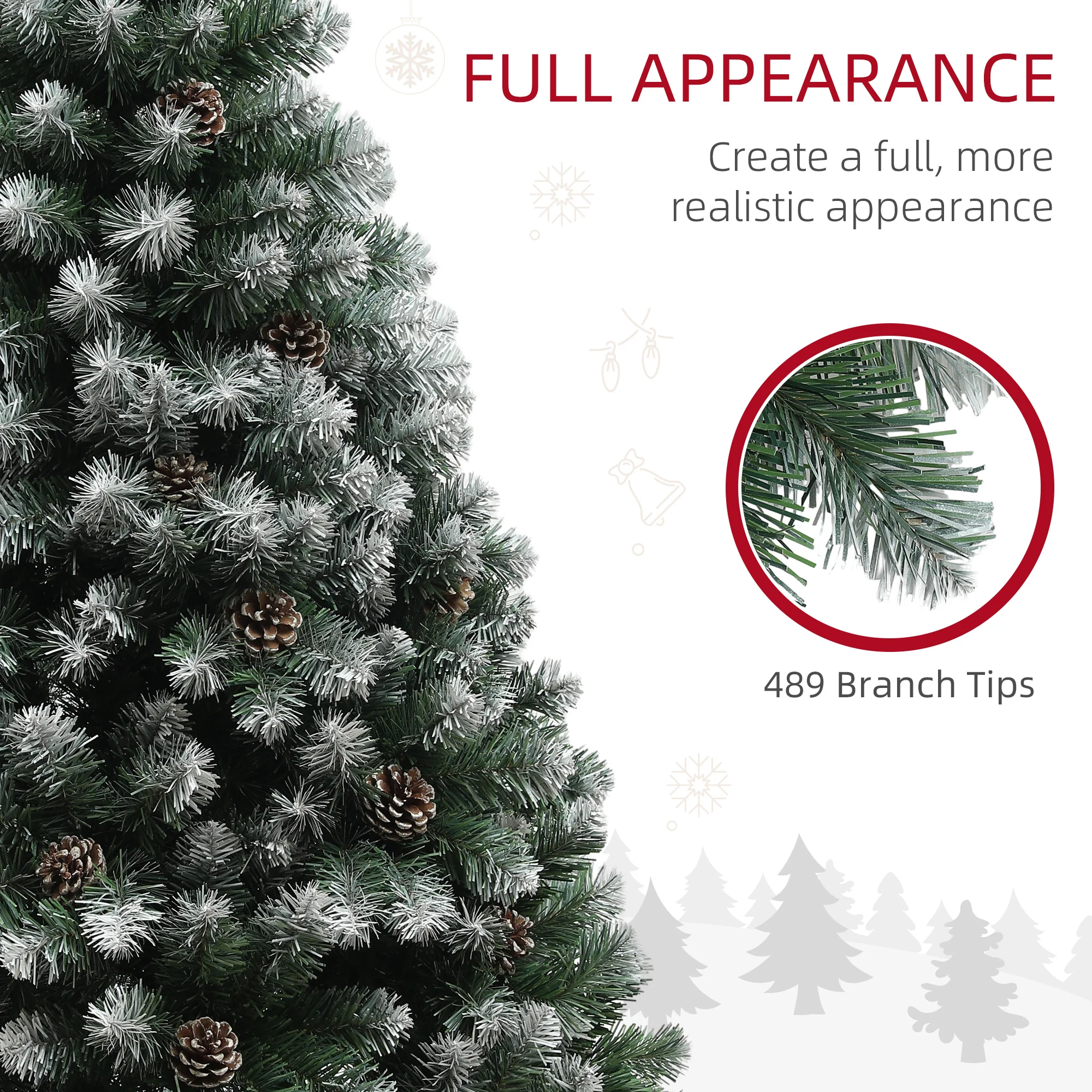 5ft Pinecone Christmas Tree Artificial - White Frosted Green  489 Tips - Image 6