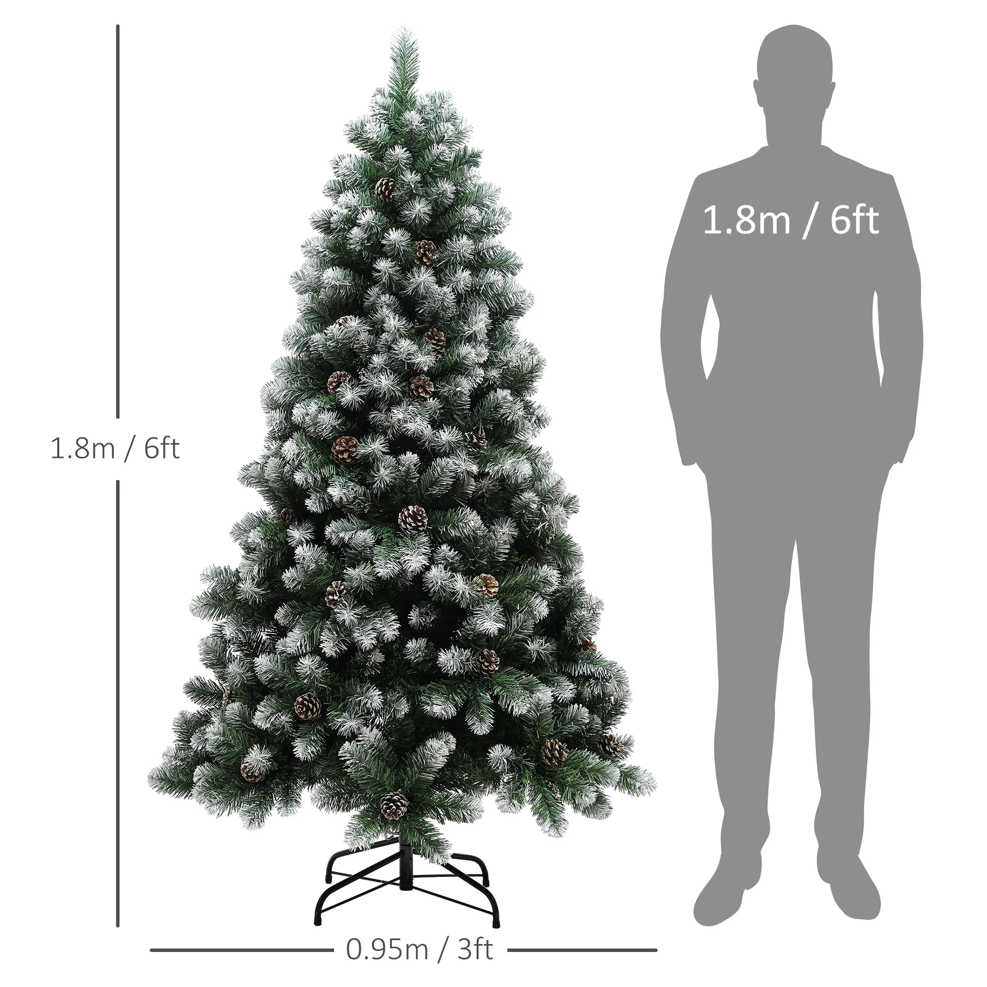 6ft Pinecone Christmas Tree Artificial - White Frosted Green  774 Tips - Image 3