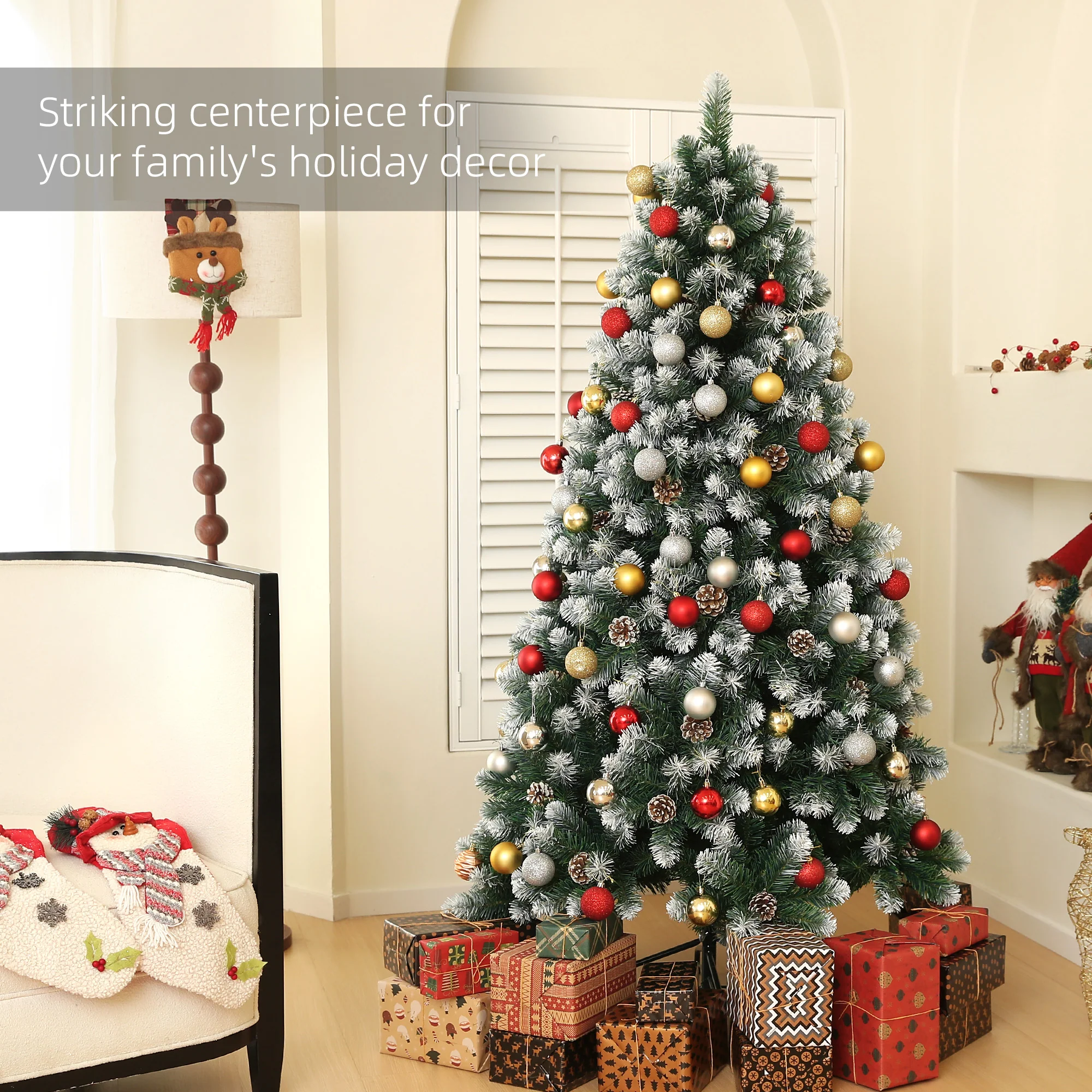 6ft Pinecone Christmas Tree Artificial - White Frosted Green  774 Tips - Image 4