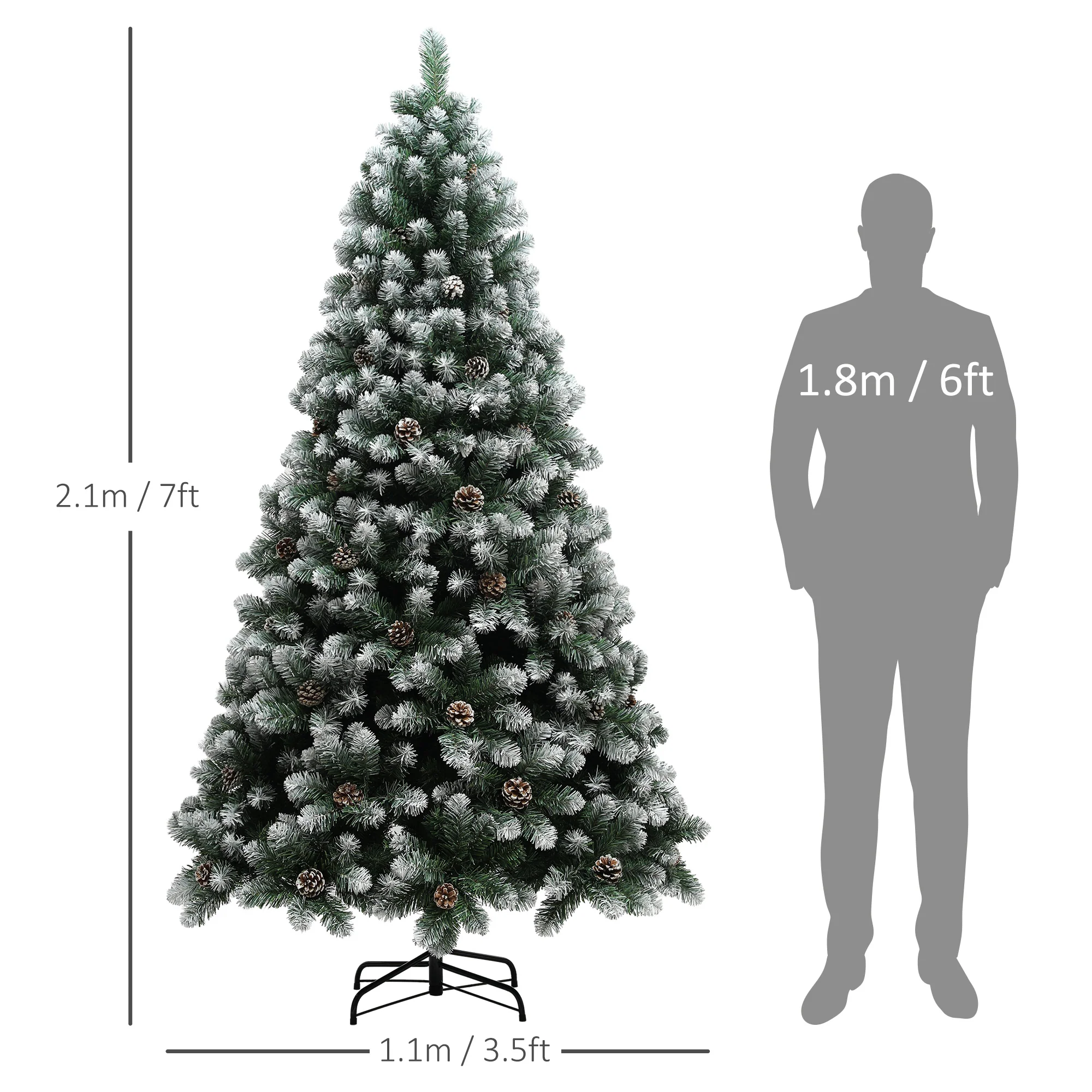 7ft Pinecone Christmas Tree Artificial - White Frosted Green  1152 Tips - Image 3