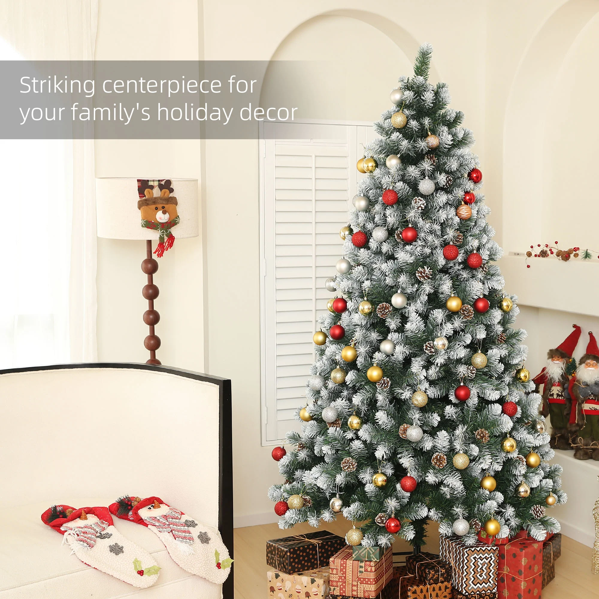 7ft Pinecone Christmas Tree Artificial - White Frosted Green  1152 Tips - Image 4