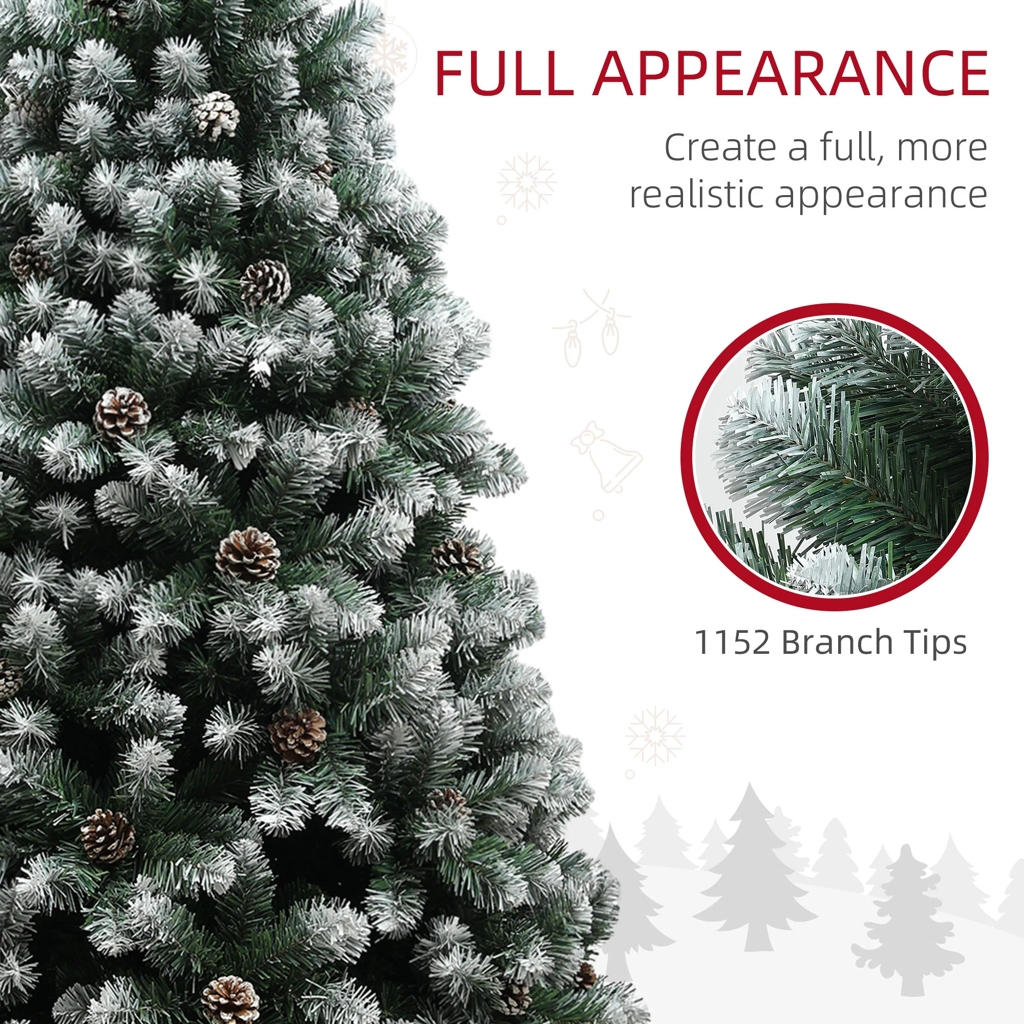 7ft Pinecone Christmas Tree Artificial - White Frosted Green  1152 Tips - Image 6