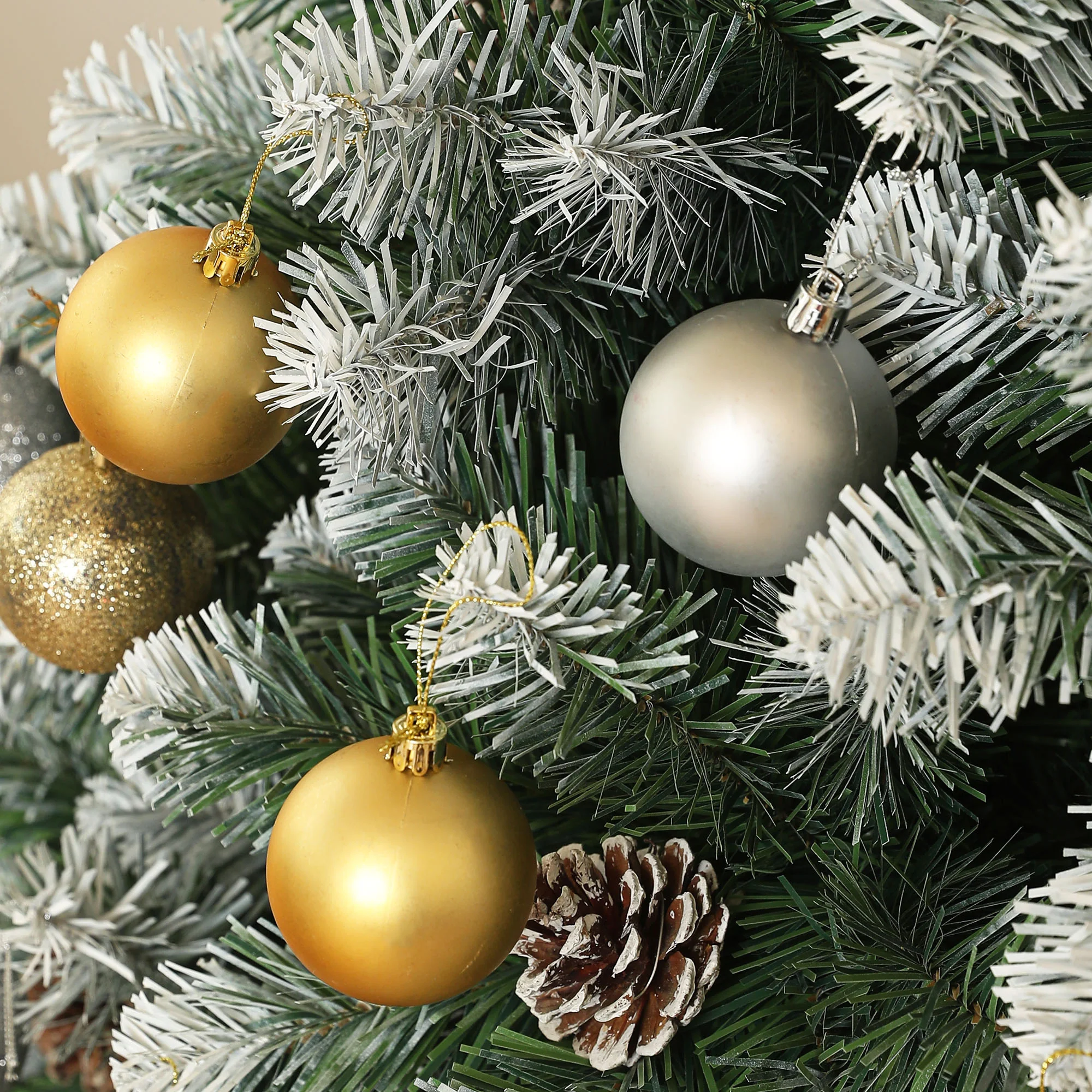 7ft Pinecone Christmas Tree Artificial - White Frosted Green  1152 Tips - Image 9