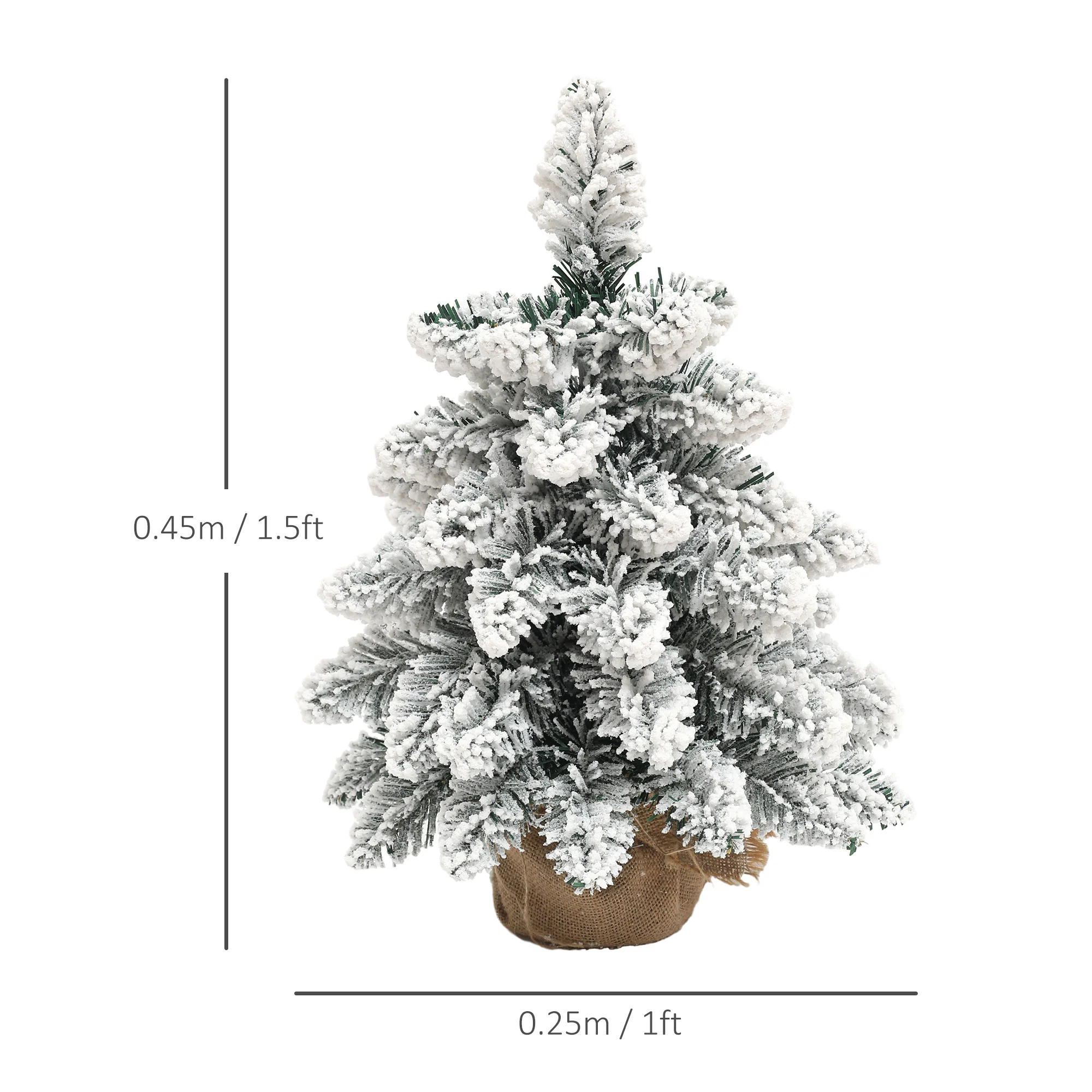2x 1ft Burlap Base Christmas Tree Artificial - White Frosted Green Ornament Warm White 50 Tips - Image 3