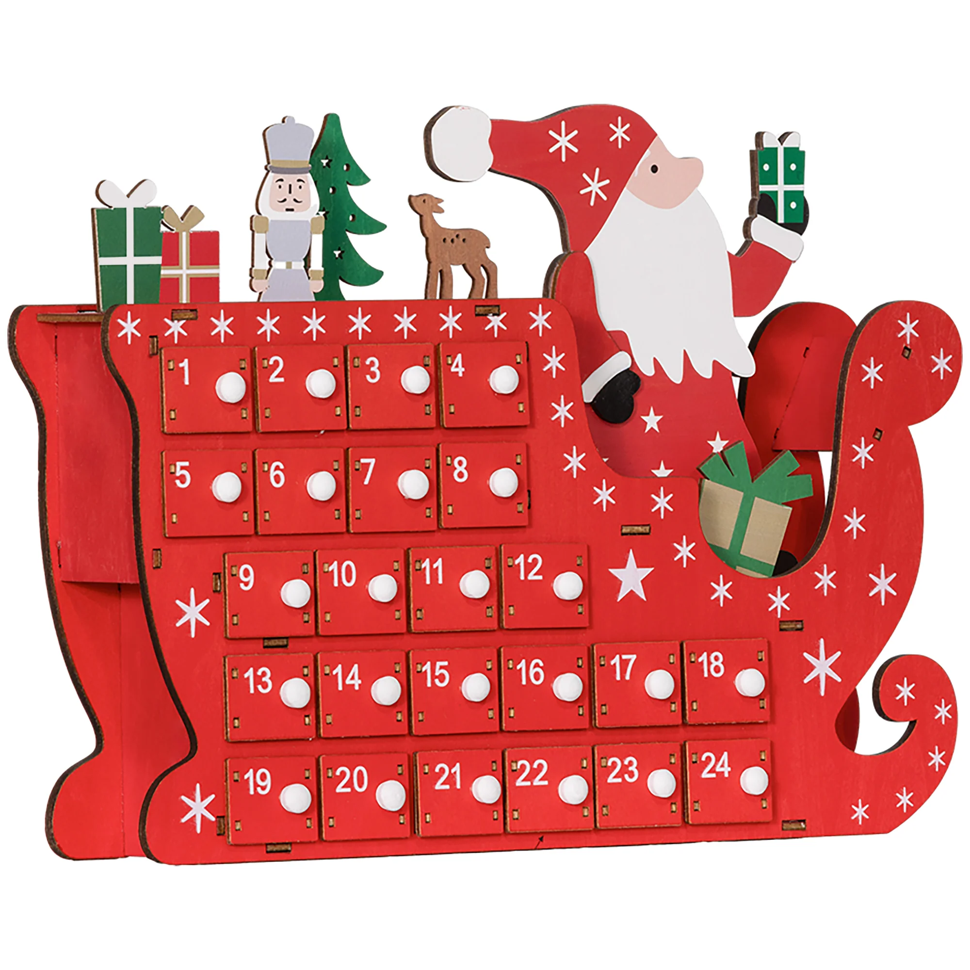 Christmas Sleigh Advent Calendar Red - 36cm - Image 10