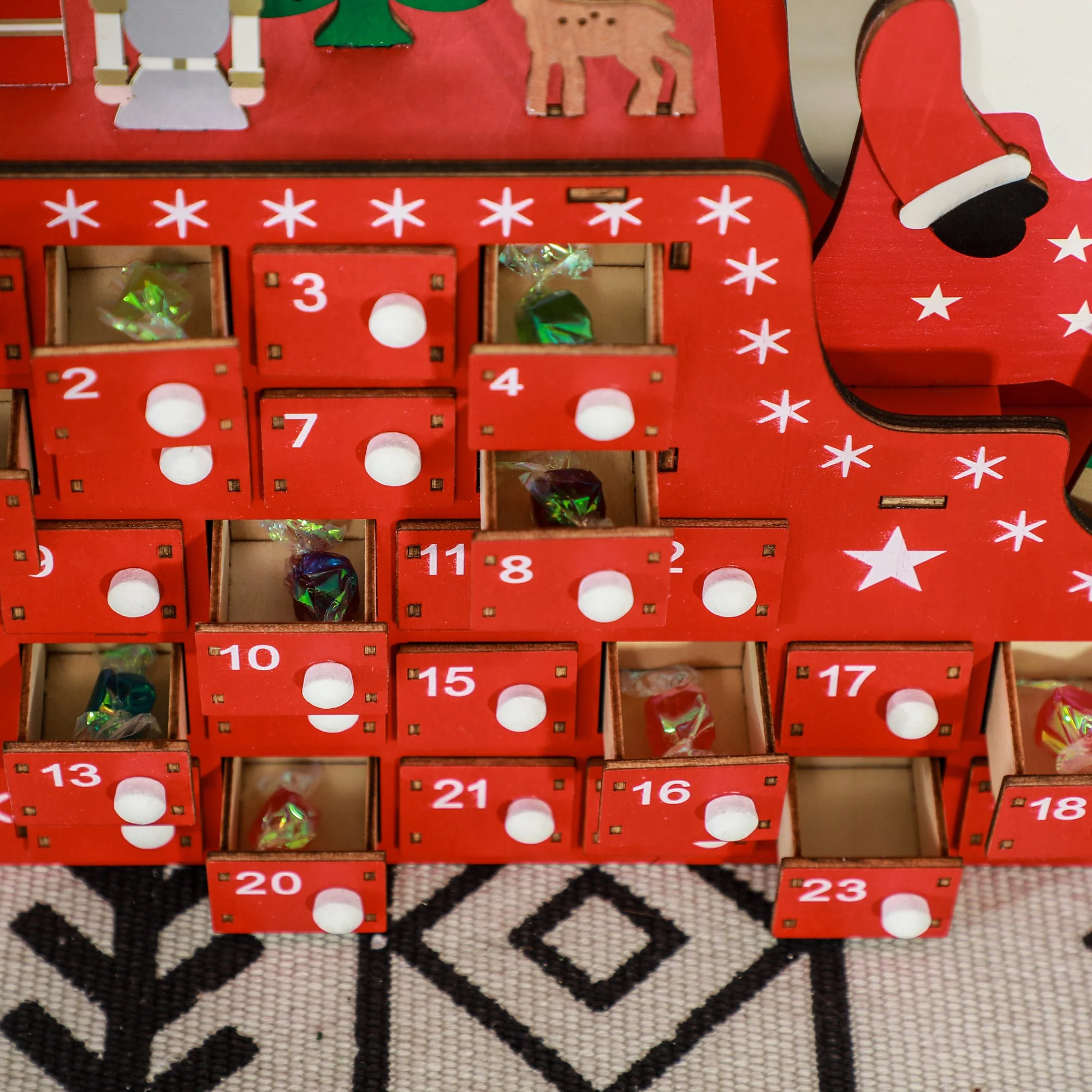 Christmas Sleigh Advent Calendar Red - 36cm - Image 9