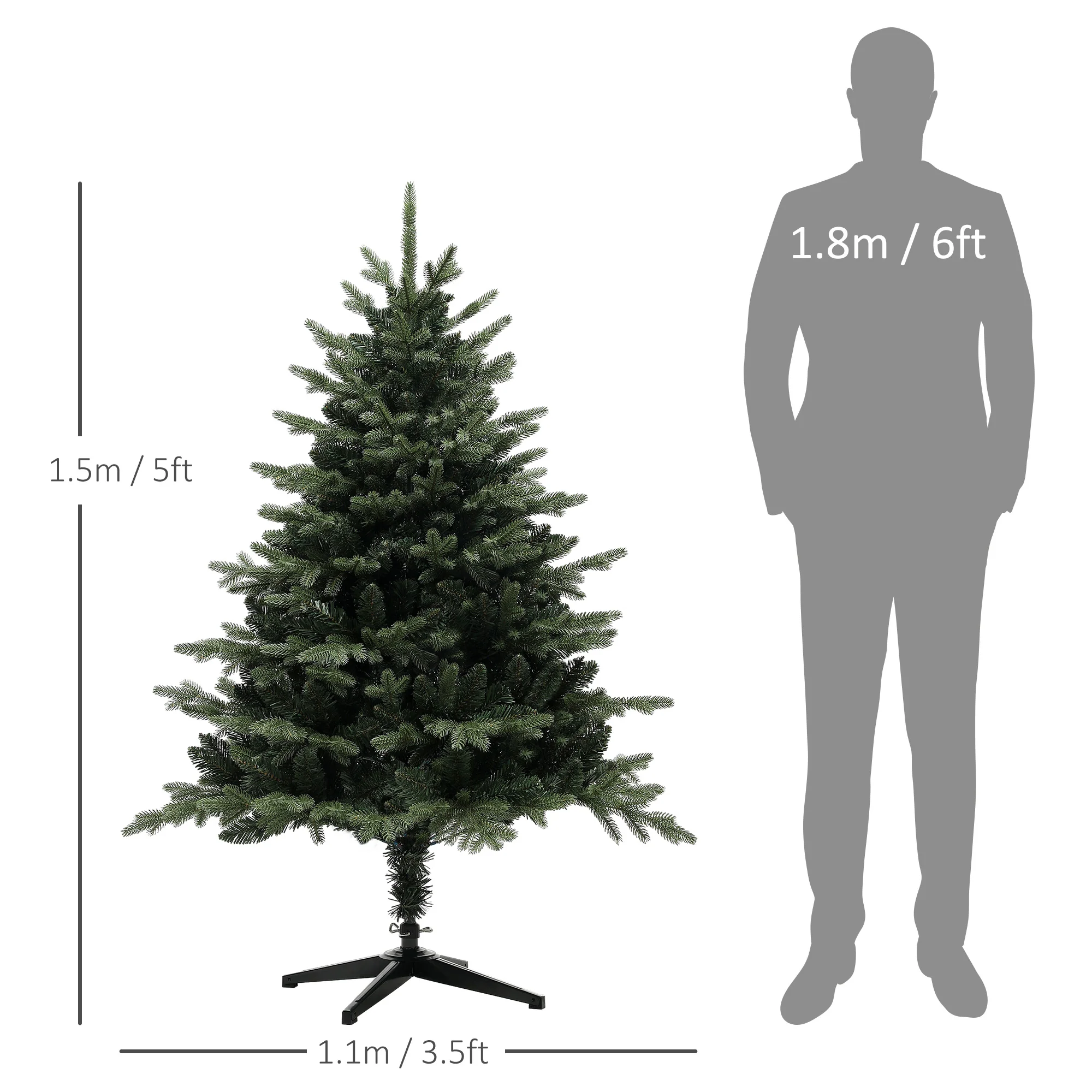 5ft Christmas Tree Artificial - Dark Green 1121 Tips - Image 3