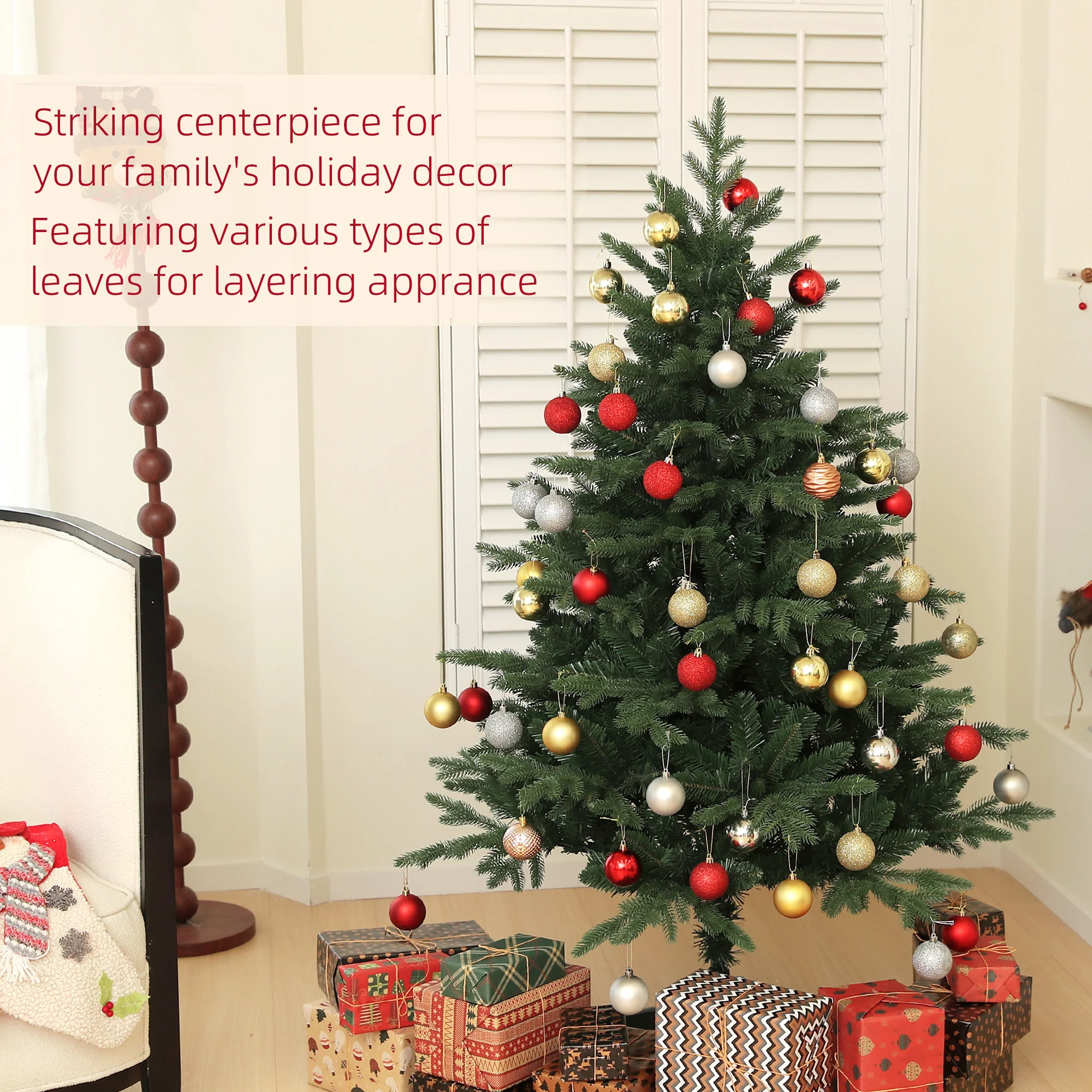 5ft Christmas Tree Artificial - Dark Green 1121 Tips - Image 4