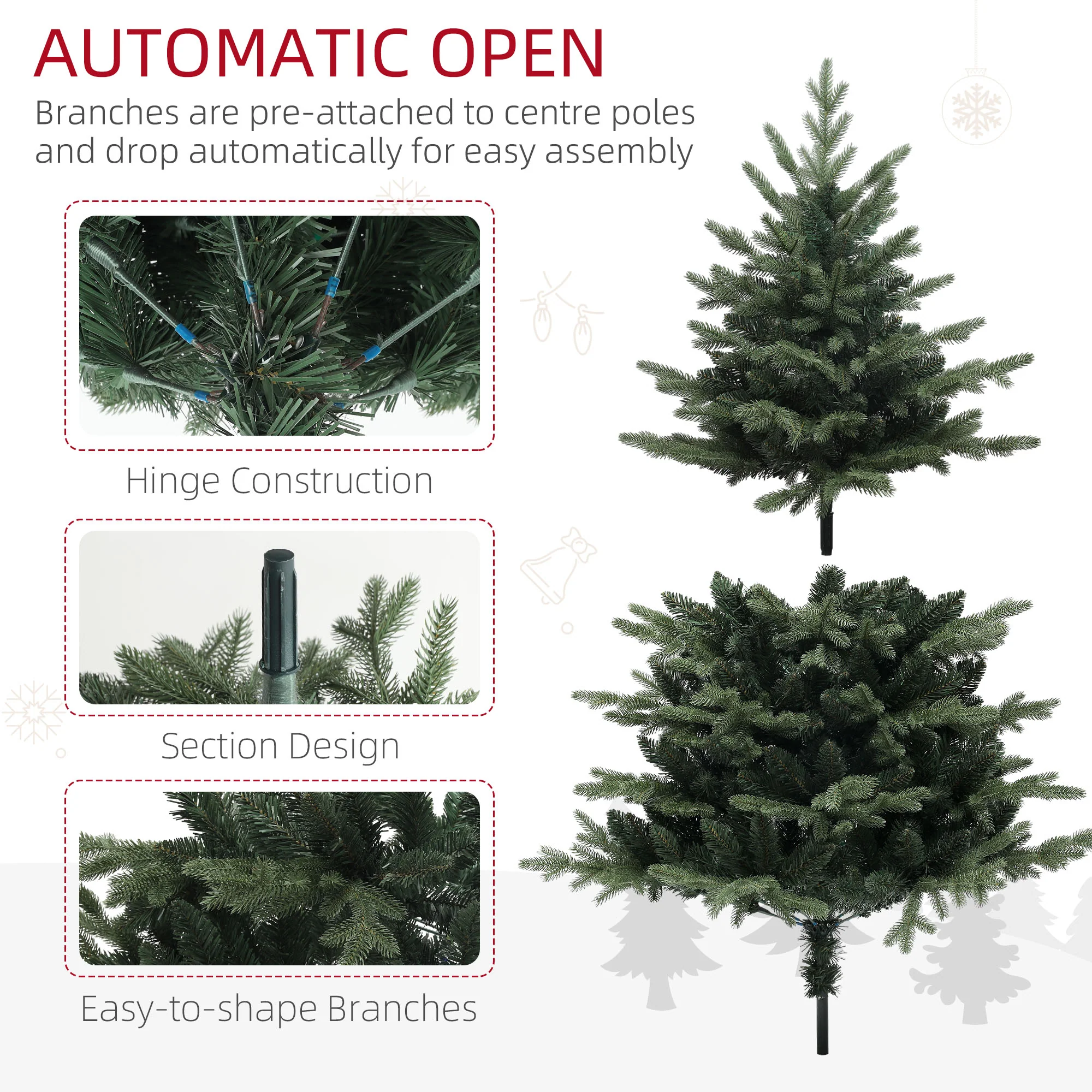 5ft Christmas Tree Artificial - Dark Green 1121 Tips - Image 7