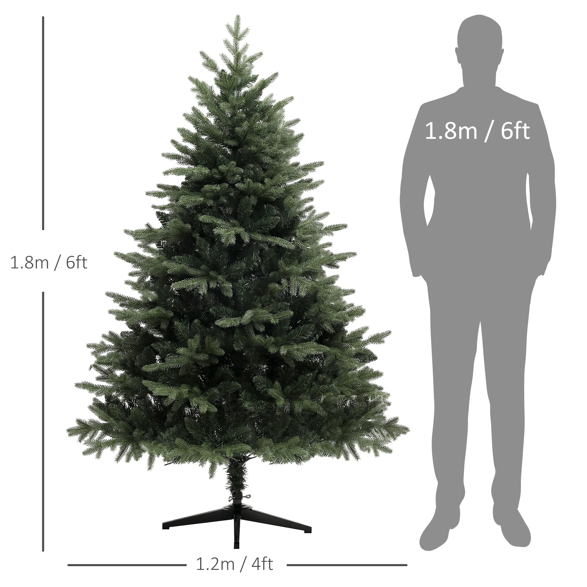 6ft Christmas Tree Artificial - Dark Green  1696 Tips - Image 3