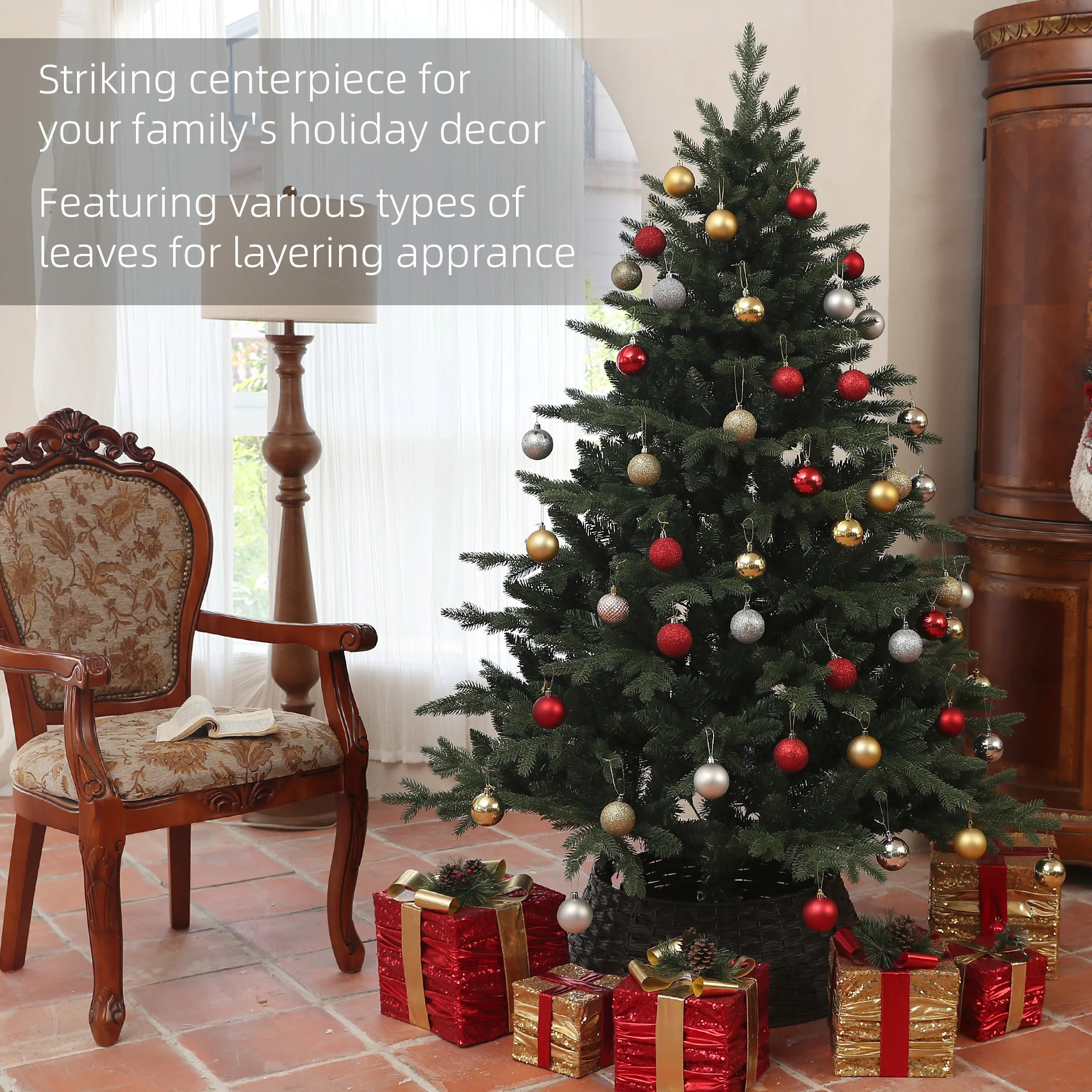 6ft Christmas Tree Artificial - Dark Green  1696 Tips - Image 4